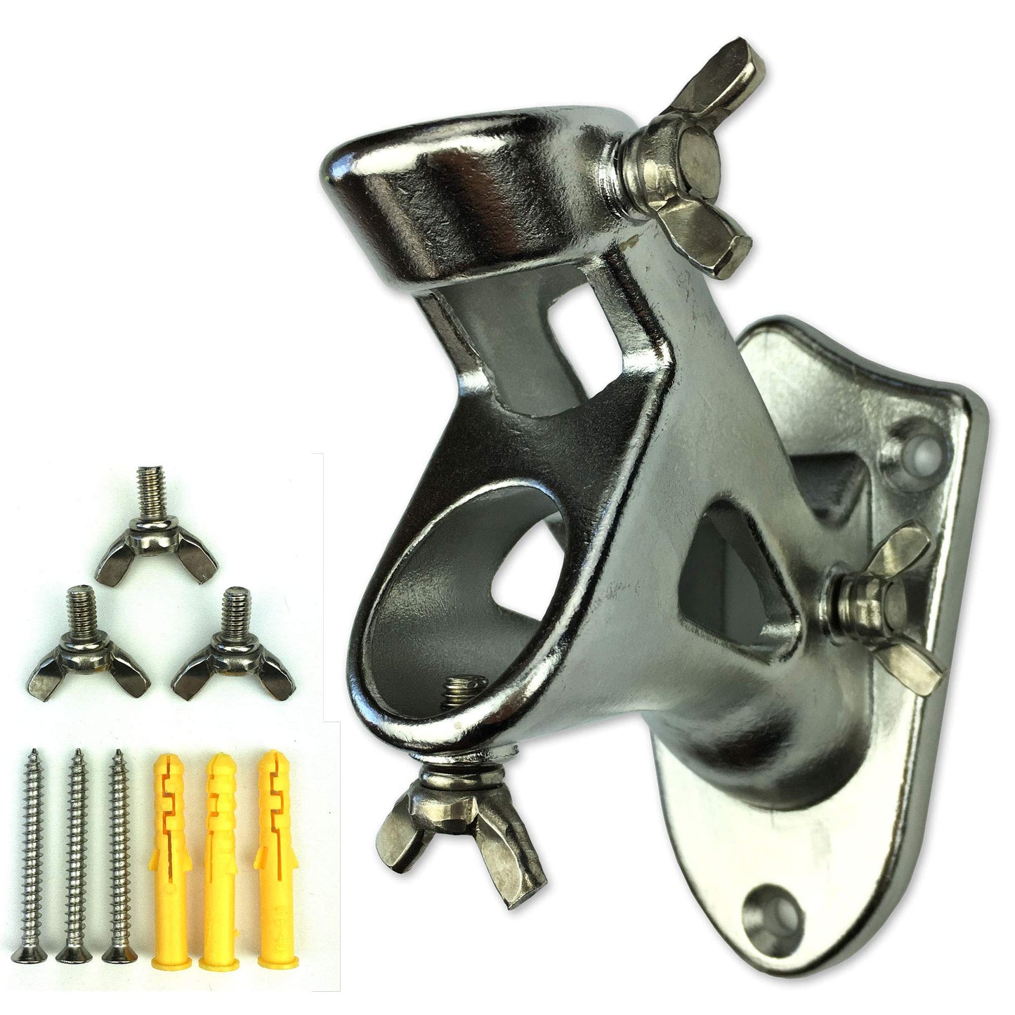 USA Flag Co. Titan Stainless Steel Flag Pole Bracket - Ultra Heavy Duty 1-inch Mount for American Flag Flagpoles | 2-Way Angle Holder (Silver)