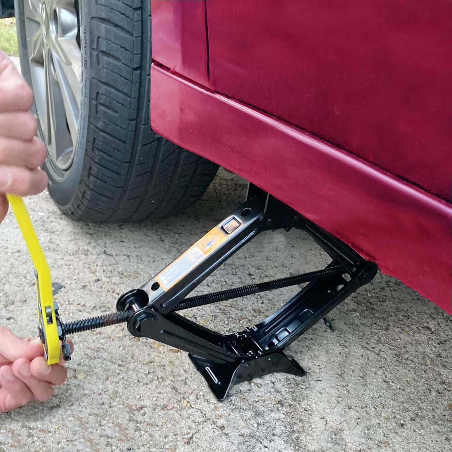 Allucky Scissor Lift Jack kit Heavy Duty Lifting Scissor Jack Tire Replacement Tool with Hand Crank Tire Tool Kit Universal Car Emergency Kit (2T-Base Enlarged)