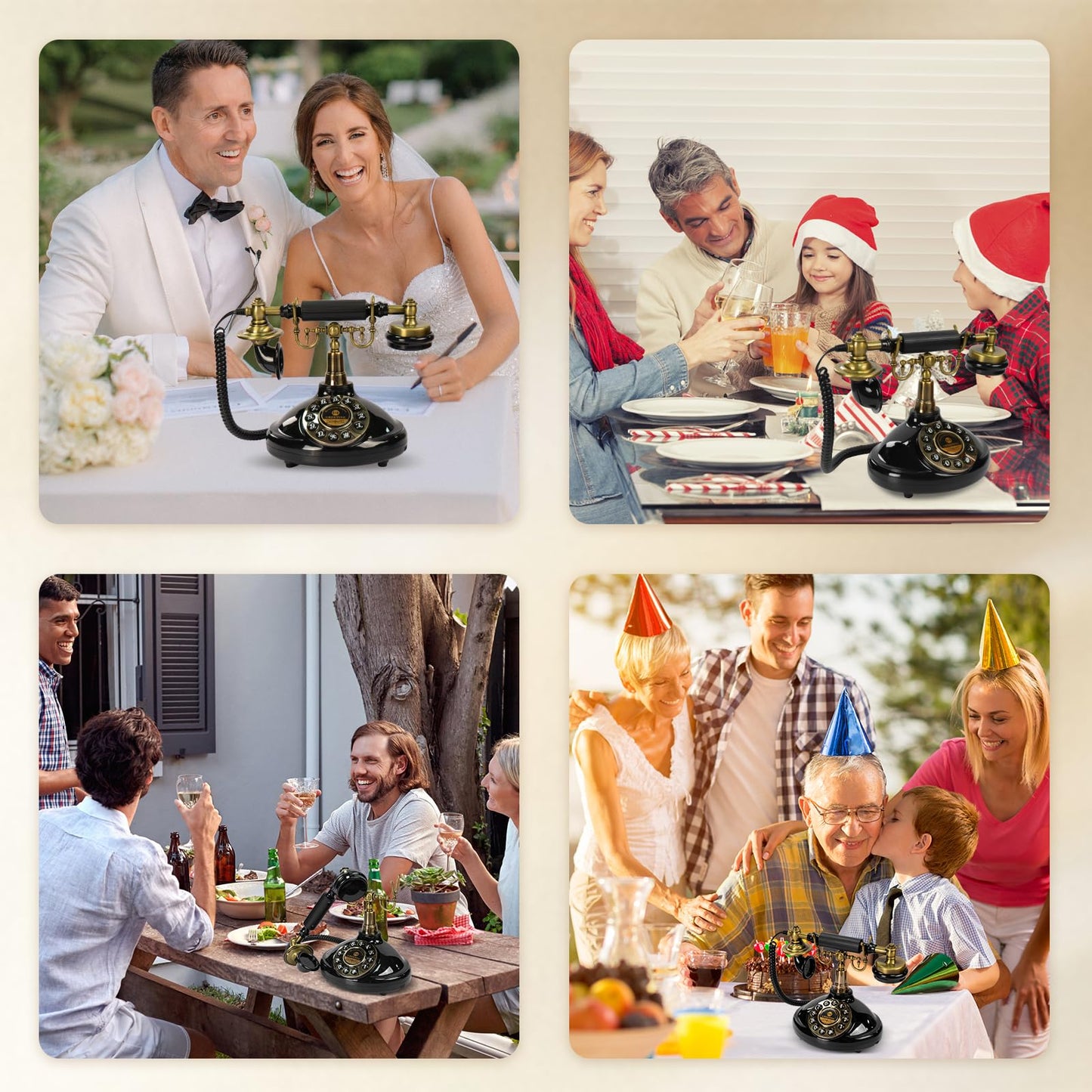 Audio Guest Book Wedding Phone,Audio Guestbook Phone Vintage Style Audio Message Voicemail for Graduation Retirement Party Birthdays Baby Shower Special Occasions (Black)