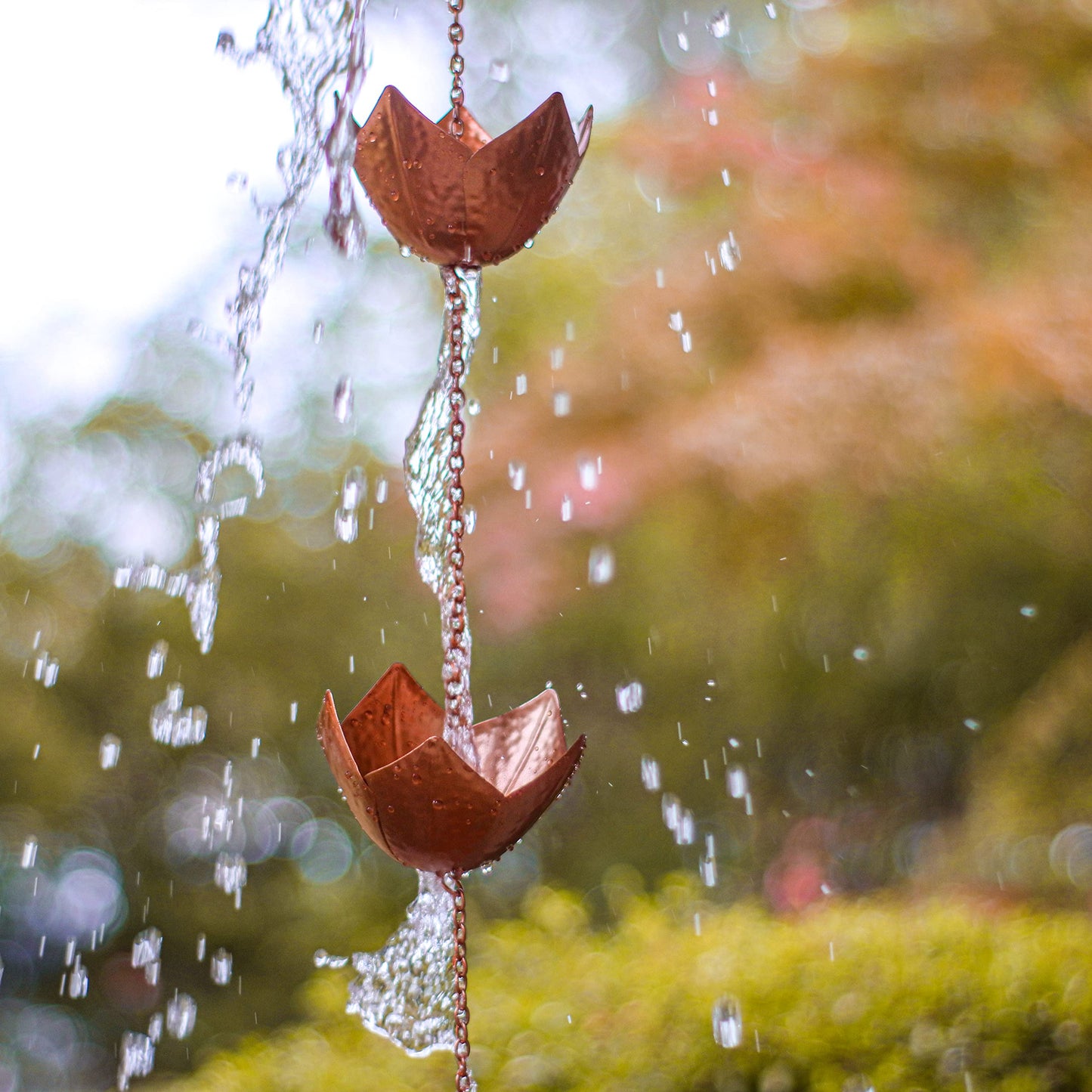Trademark Innovations Copper Colored Flower Rain Chain for Gutters and Downspouts