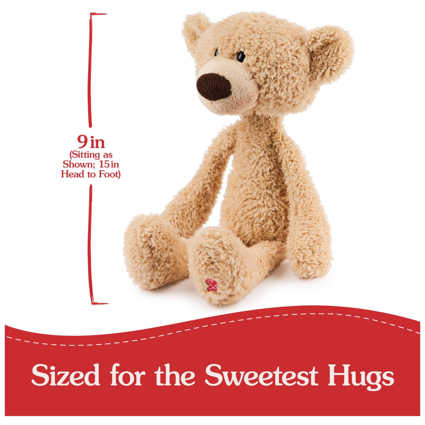 GUND Toothpick Classic Teddy Bear, Premium Stuffed Animal for Ages 1 and Up, Beige, 15