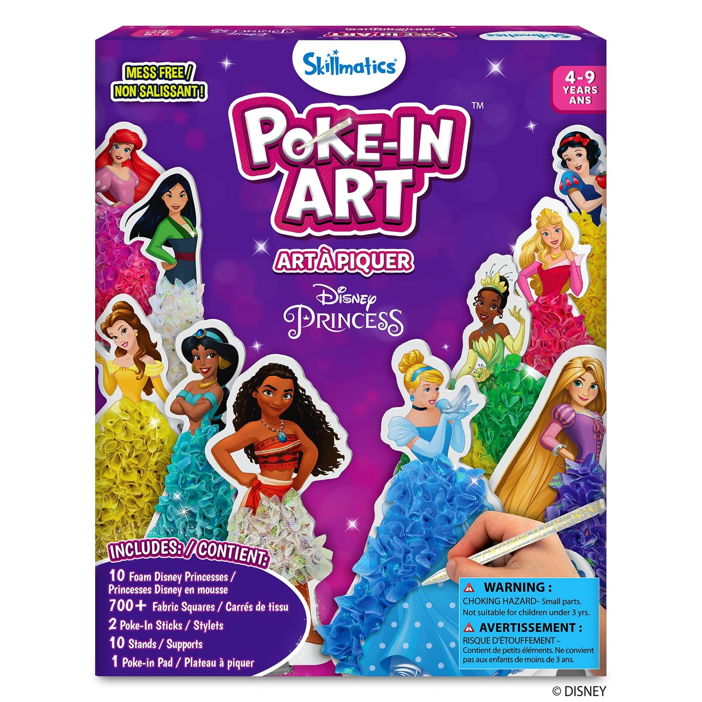 Skillmatics Poke-in Art - Disney Princesses, Mess-Free Fun for Kids, DIY Wood Craft Kits, Creative Activity, Gifts for Girls Ages 4, 5, 6, 7, 8, 9, Includes Cinderella, Ariel, Moana, Rapunzel & More