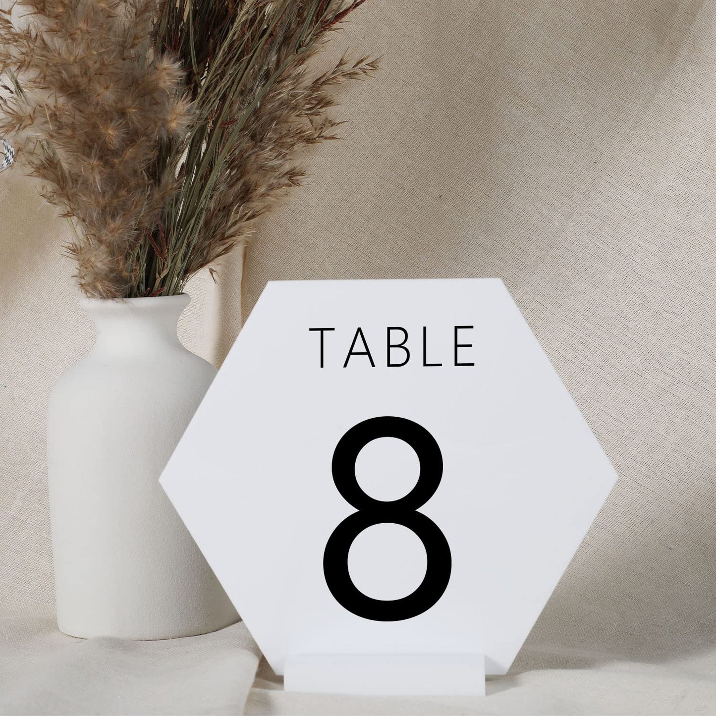 UNIQOOO 3" White Acrylic Stand | Wedding Sign Holders, 20 Count