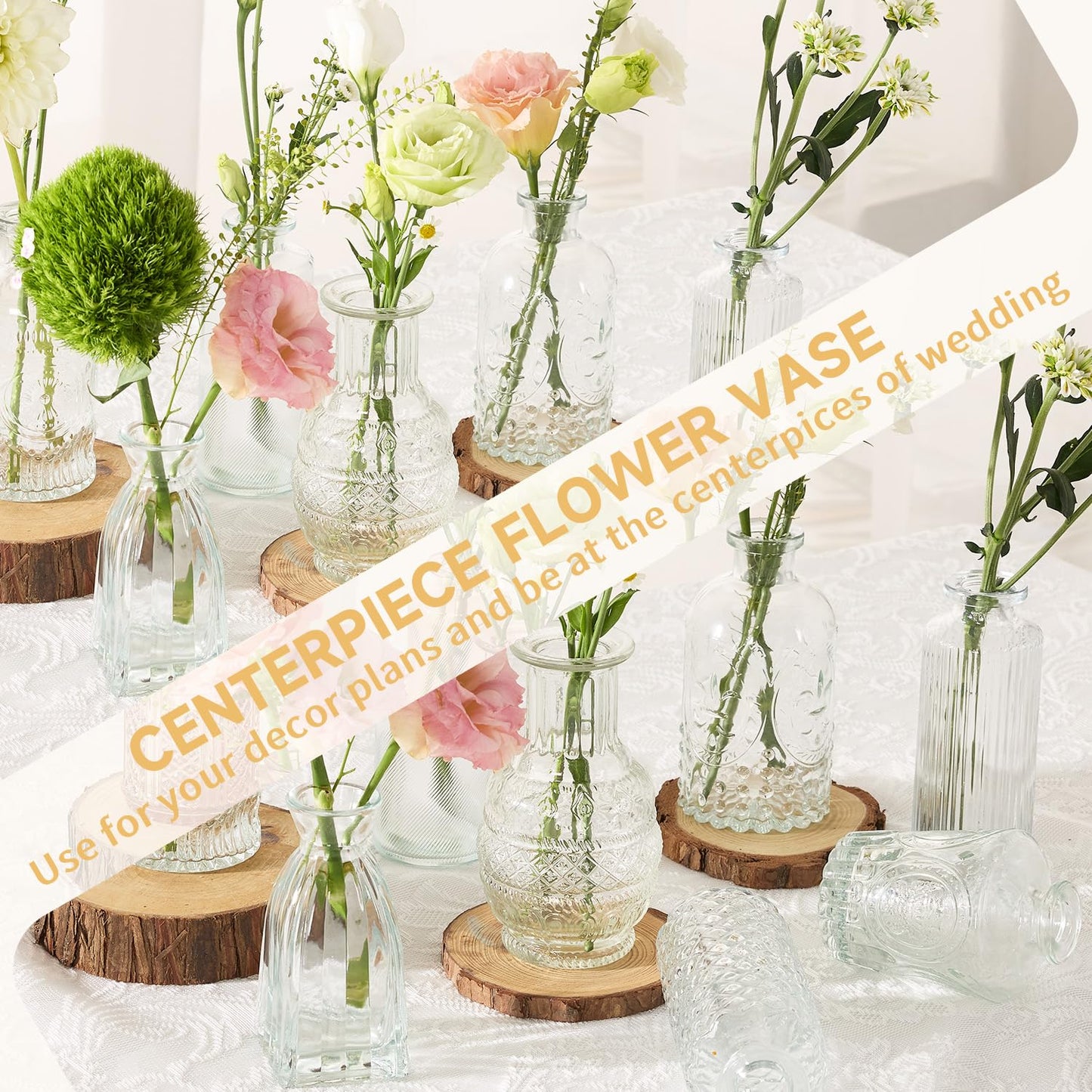 Anquephd Mini Bud Vases set of 24 As Wedding Centerpieces for Tables,Clear Bud Vases for Flowers,Small Flower Vases Suitable for Birthday Party,Anniversary,Wedding Reception,Baby Shower (Clear, 24PCS)