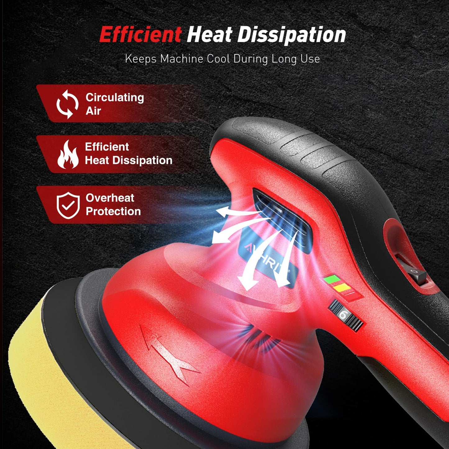 Cordless Car Polisher, 4000mAh 21V Batteries, 6- Inch Car Polishing Machine, 8mm Orbita Car Buffer Waxer Kit, 6 Variable Speeds for Scratch Detailing, Boat Care, Waxing