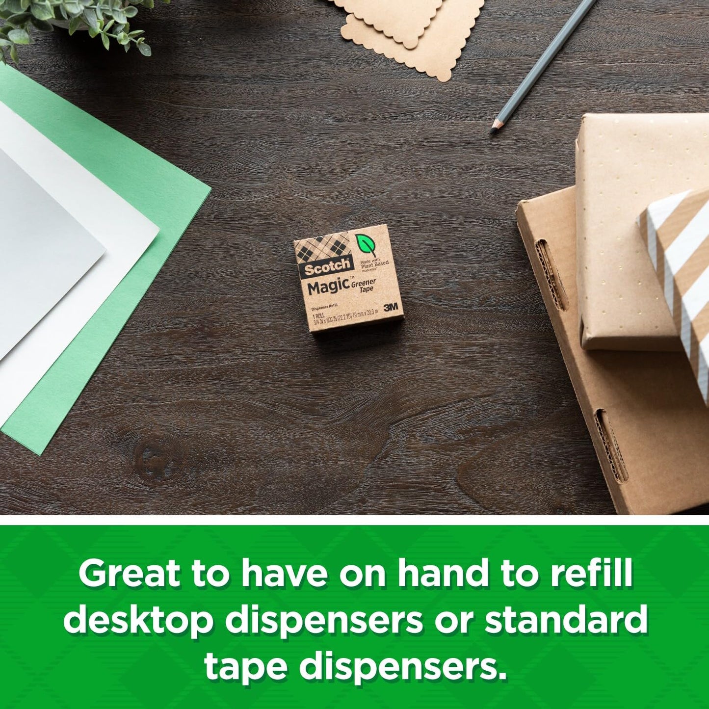 Scotch Magic Greener Tape, 12 Rolls, Numerous Applications, Invisible, Engineered for Repairing, 34 x 900 Inches, Boxed