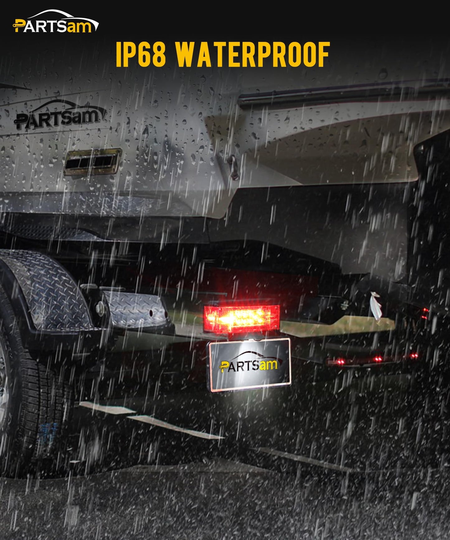 Partsam 12V LED Low Profile Waterproof Rectangular Trailer Light Kit, Waterproof LED Combination Trailer Tail Light Kit Stop Brake License Plate Turn Running Lights Boat Trailer Lights Truck Marine