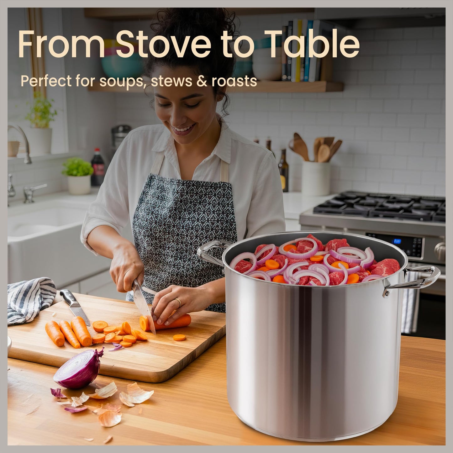 Bakken-Swiss Deluxe 20-Quart Stainless Steel Stockpot w/Tempered Glass See-Through Lid - Simmering Delicious Soups Stews & Induction Cooking - Exceptional Heat Distribution - Heavy-Duty & Food-Grade