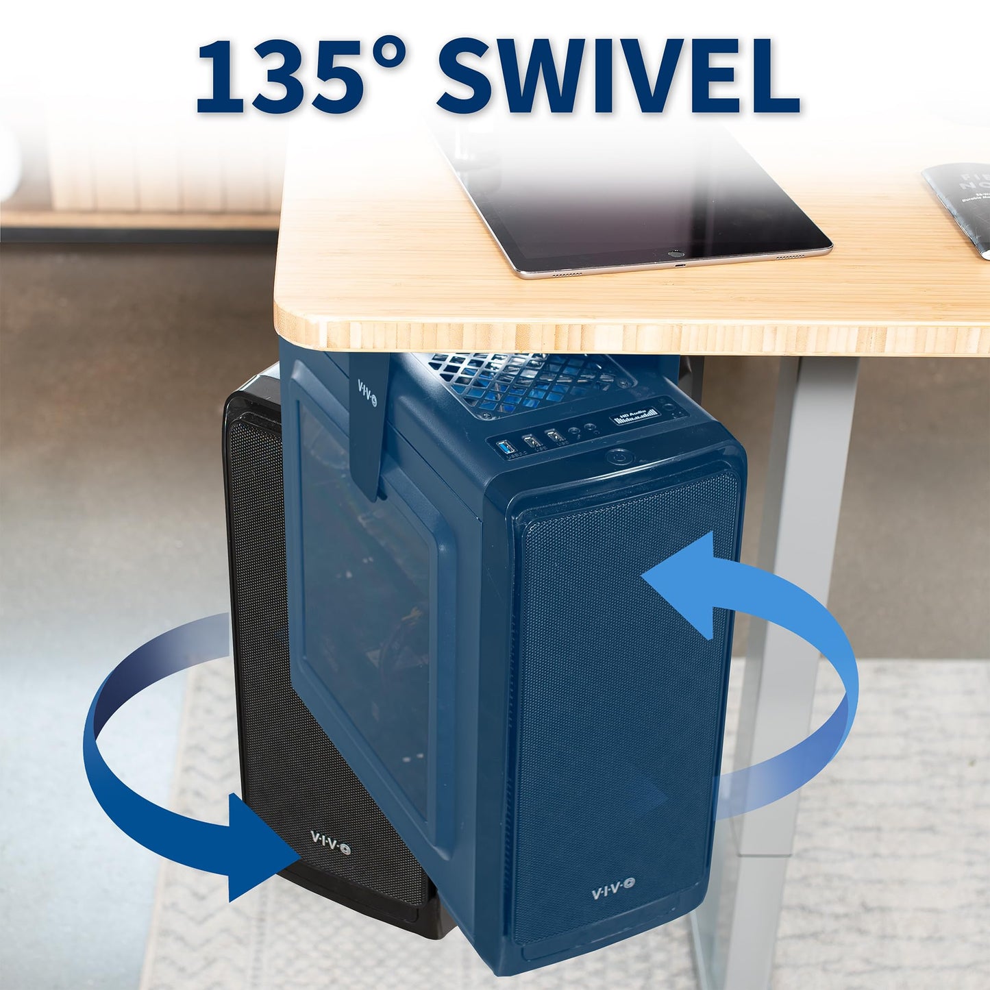 VIVO Adjustable Under Desk and Wall PC Mount | Computer Case Holder with 360-degree Swivel (MOUNT-PC01)