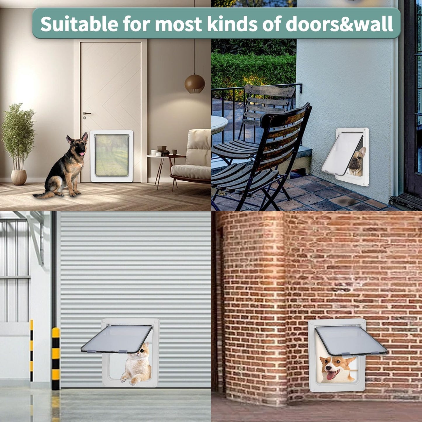 Large Doggie Door with Magnetic Locking Panel for Home Security - Durable & Weatherproof 17x14 for Medium to Large Dogs, Cats, Pets. Easy to Install