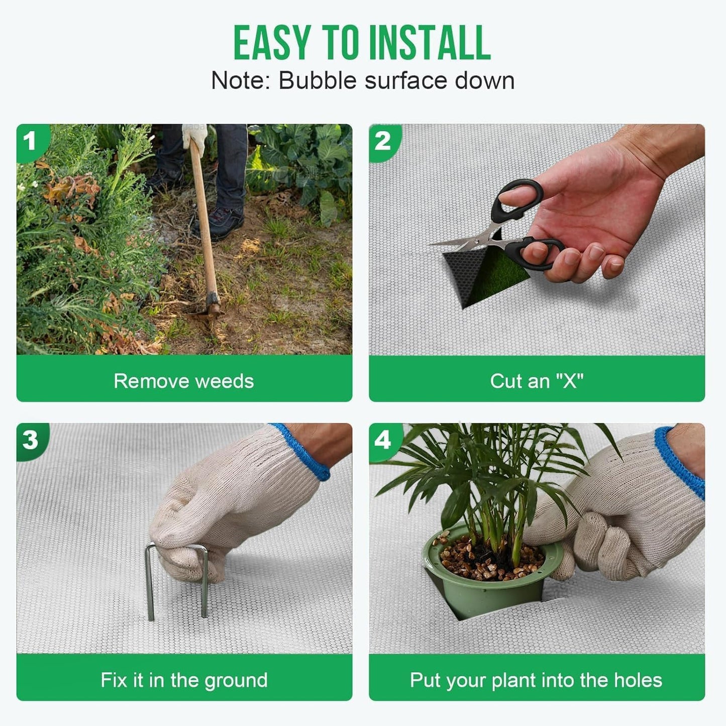 ENONGARDEN Non-Woven Weed Barrier Landscape Fabric, 5.8oz Heavy-Duty Garden Ground Cover White Weed Control Mat, Weed Blocker Mats Easy Setup for Yard, Garden Bed, Orchard, Farm, Fruit Trees