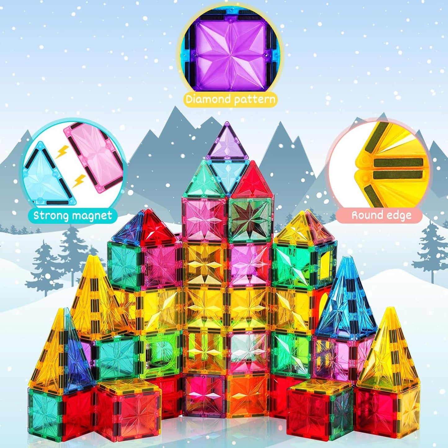Palano Magnetic Tiles,100PCS Star Magnetic Building Blocks Toy for Ages 3+,Magnetic Tiles for Toddlers Gifts,Montessori Toys,STEM Toys Christmas Toy Gift for Kids Boys and Girls