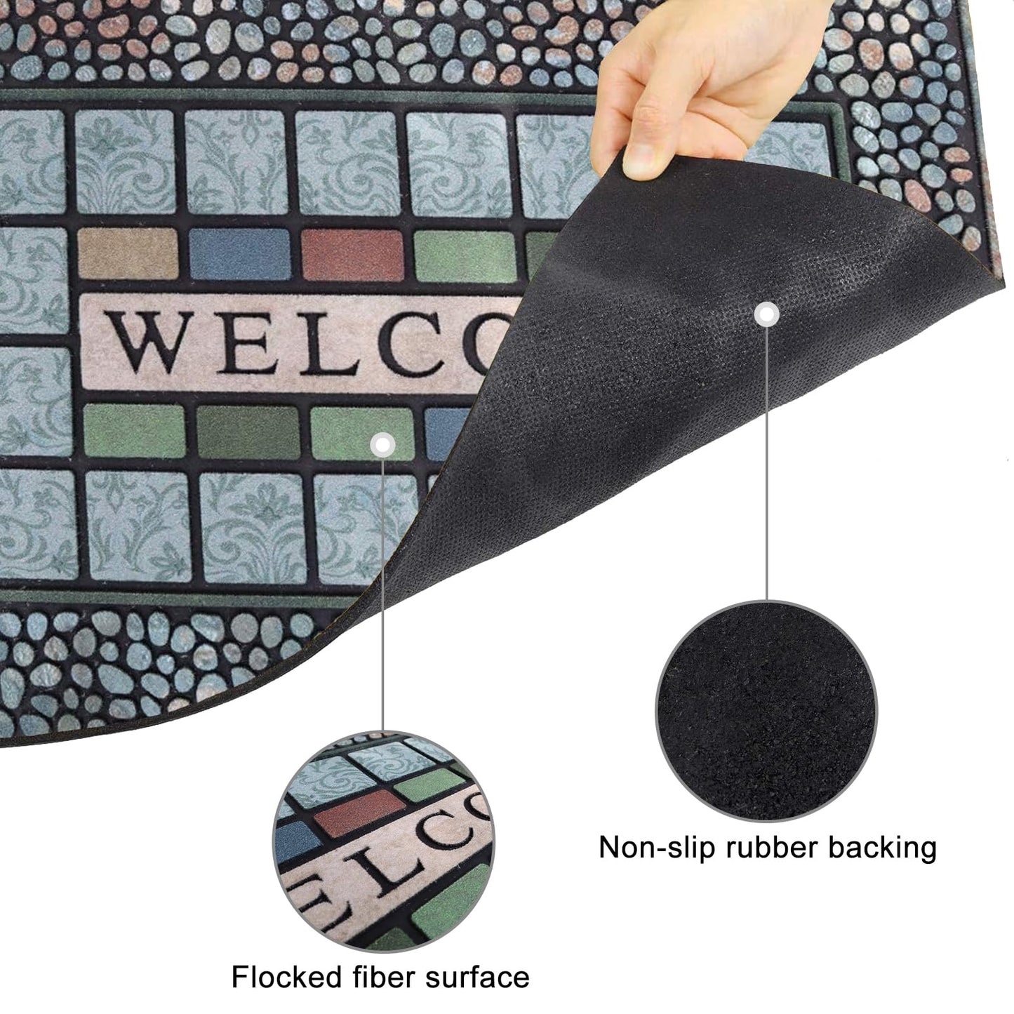 CHICHIC Entrance Door Mat Large 24 x 36 Inch Entry Way Doormat Front Door Rug Outdoor Heavy Duty Welcome Mat, Non Slip Rubber Back Low Profile for Garage, Patio, High Traffic Area, Rectangle Style A