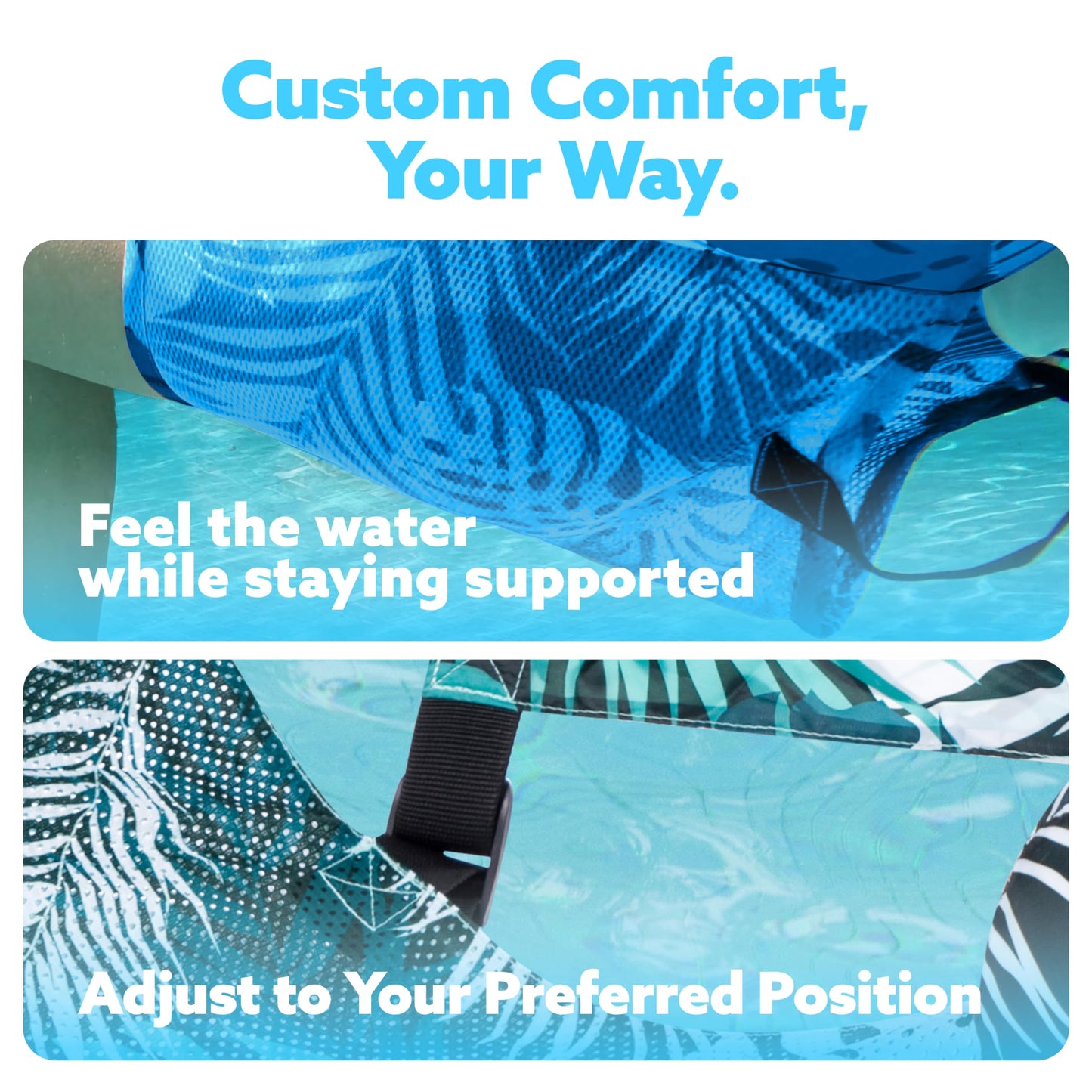 SLOOSH Inflatable Pool Floats Adult,2 Packs Floating Lounge Chairs,Blow up Pool Noodles for Adult Heavy Duty,Floating Chair for Party Summer Water Beach Lake Fun,Tropical Leaves-Green,Blue