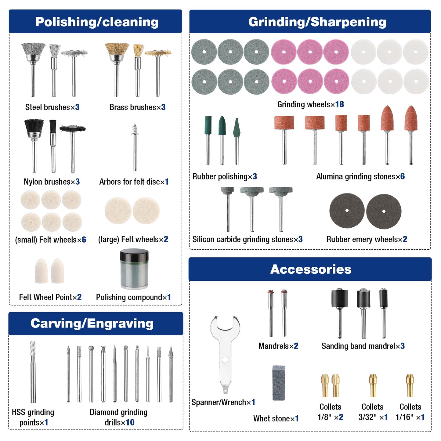 WORKPRO 476PCS Rotary Tool Accessories Kit, Rotary Tool Bits for Easy Cutting, Sanding, Grinding, Carving, Polishing, Drilling and Engraving, Fits Milwaukee & Dremel & Cordless Rotary Tool, Etc.