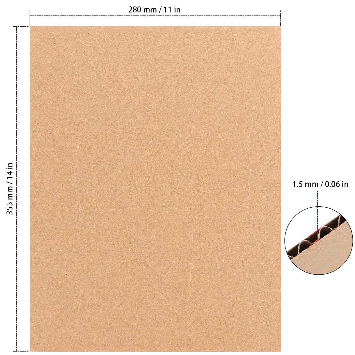 HOZEON 100 Pack Corrugated Cardboard Sheets 11 x 14 x 1/16 Inches,1.5mm Thick Cardboard for Crafts,Brown Flat Cardboard Sheets for Packing, Mailing, DIY