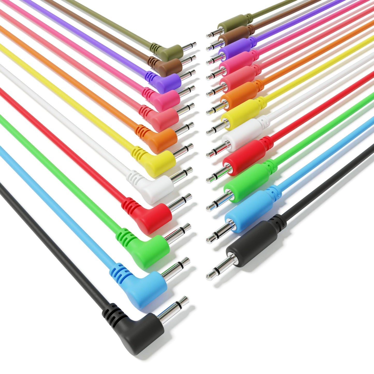 ExcelValley - Hybrid Mono Modular Patch Cables - TS 3.5mm 1/8" - Eurorack Synth Synthesizer [12-Pack | 90 cm - 35.43"]