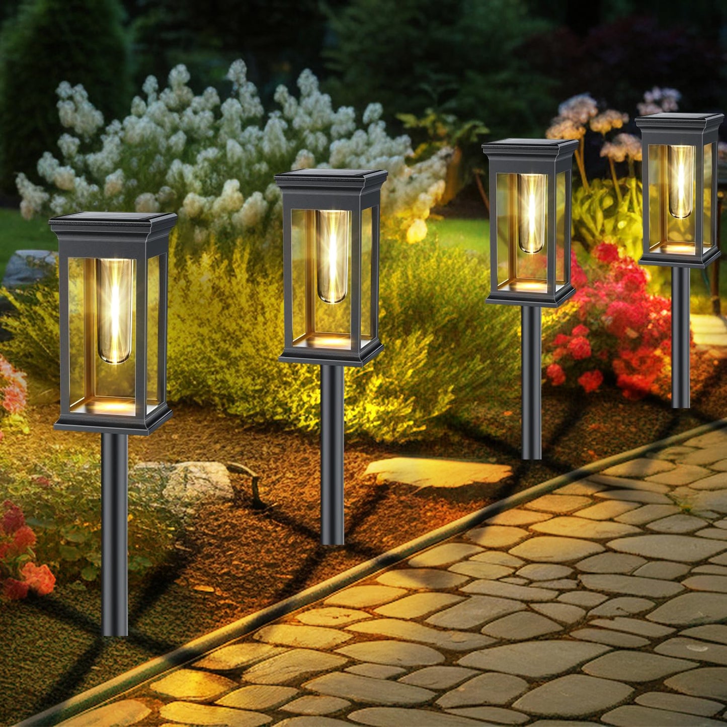 Solar Lights Outdoor 8 Pack, Bright Solar Pathway Lights Outdoor Waterproof for Outside, Auto On/Off Solar Garden Lights Landscape Decorative for Yard Patio Walkway Driveway Lighting, WarmWhite