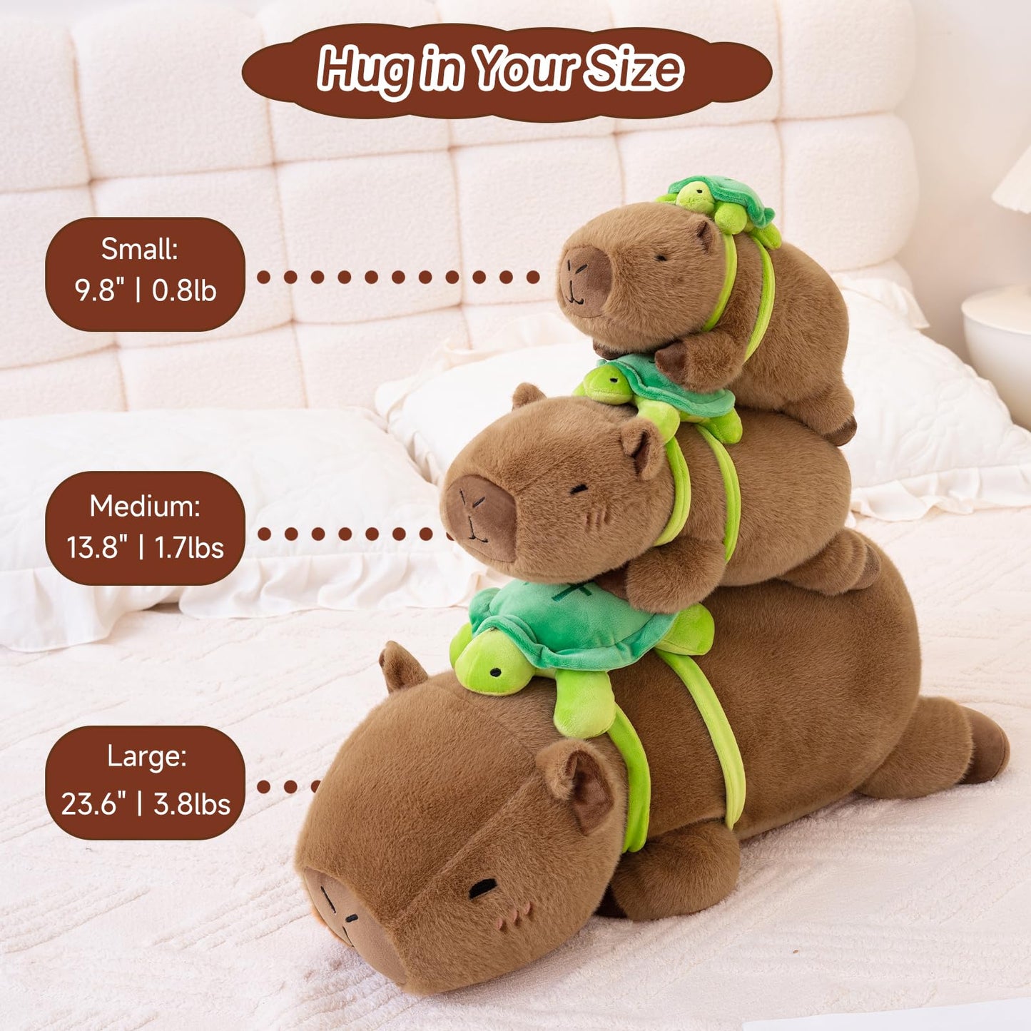 SQEQE Weighted Capybara Plush, Soft Weighted Stuffed Animals Pillow, Cute Plushie Toy for Kids Adults (13.8 Inch/1.6 Lbs)