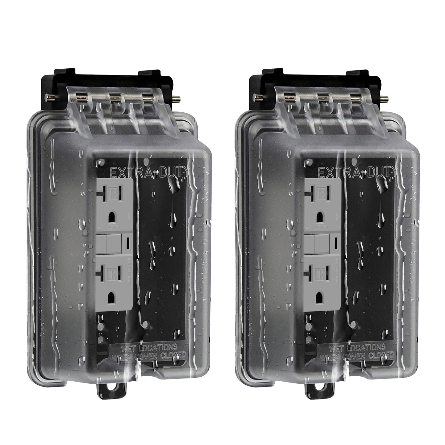 TG Outdoor Outlet Cover Extra-Duty in-Use Weatherproof Outdoor Decorator/GFCI Receptacle Outlets, Weatherproof Enclosure, 1-Gang H15.5cm x W8.6cm x D7.1cm, Clear Cover, 2 Count