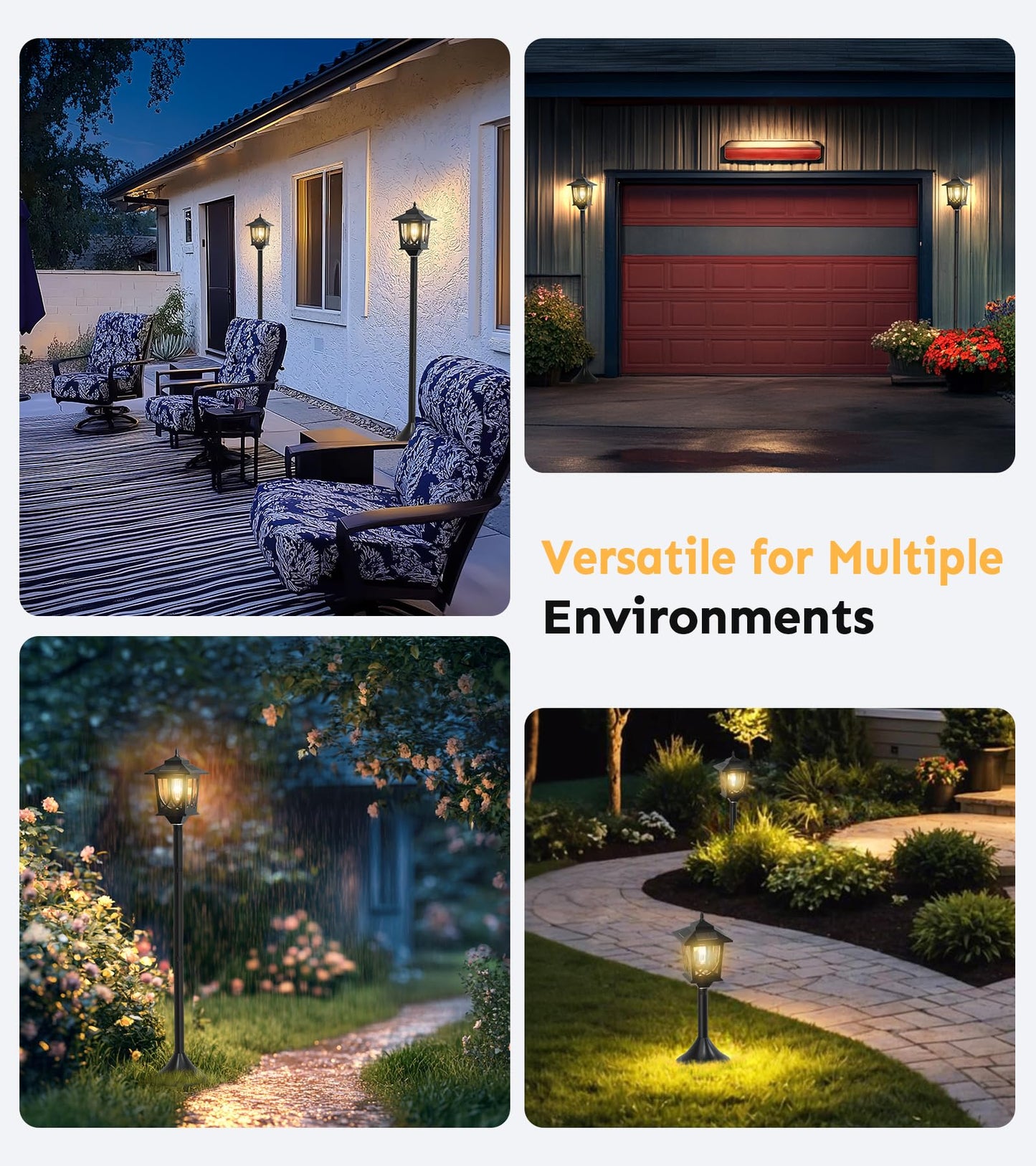 63" Solar Lamp Post Light 2 Pack, Solar Light Posts for Outside Waterproof, Outdoor Lamps for Patio, Backyard, Front Porch Decor, Warm White, Replaceable Bulb