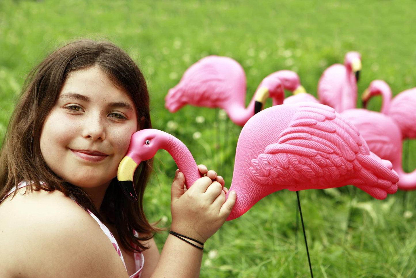 GiftExpress Pack of 2, Large Bright Pink Flamingo Yard Ornament/Lawn Ornaments/Ink Flamingo Garden Yard Stakes/Adjustable Feet Length and Gesture