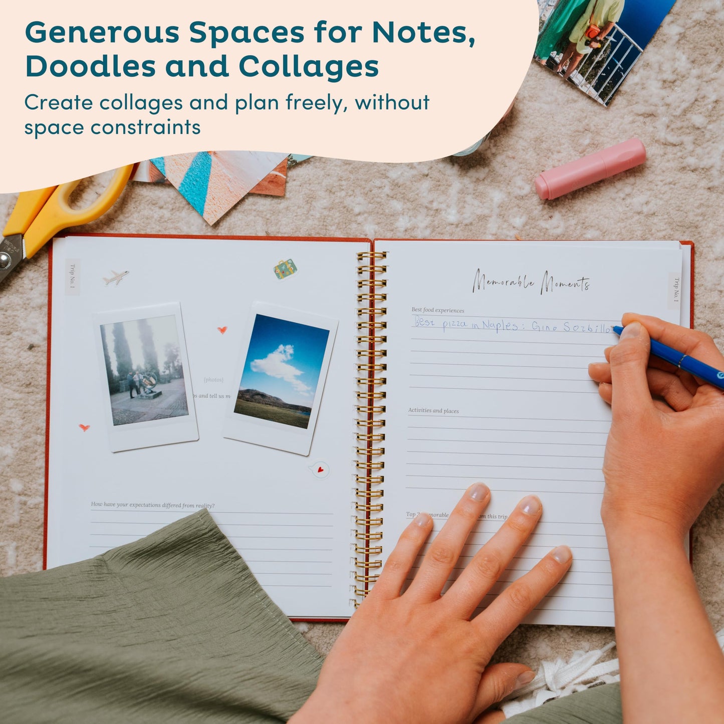 Nook Theory Personalized Travel Journal for Women, Men - Linen Travelers Notebook, Adventure Book with Prompts, Perfect for Travel Gifts (Indigo)