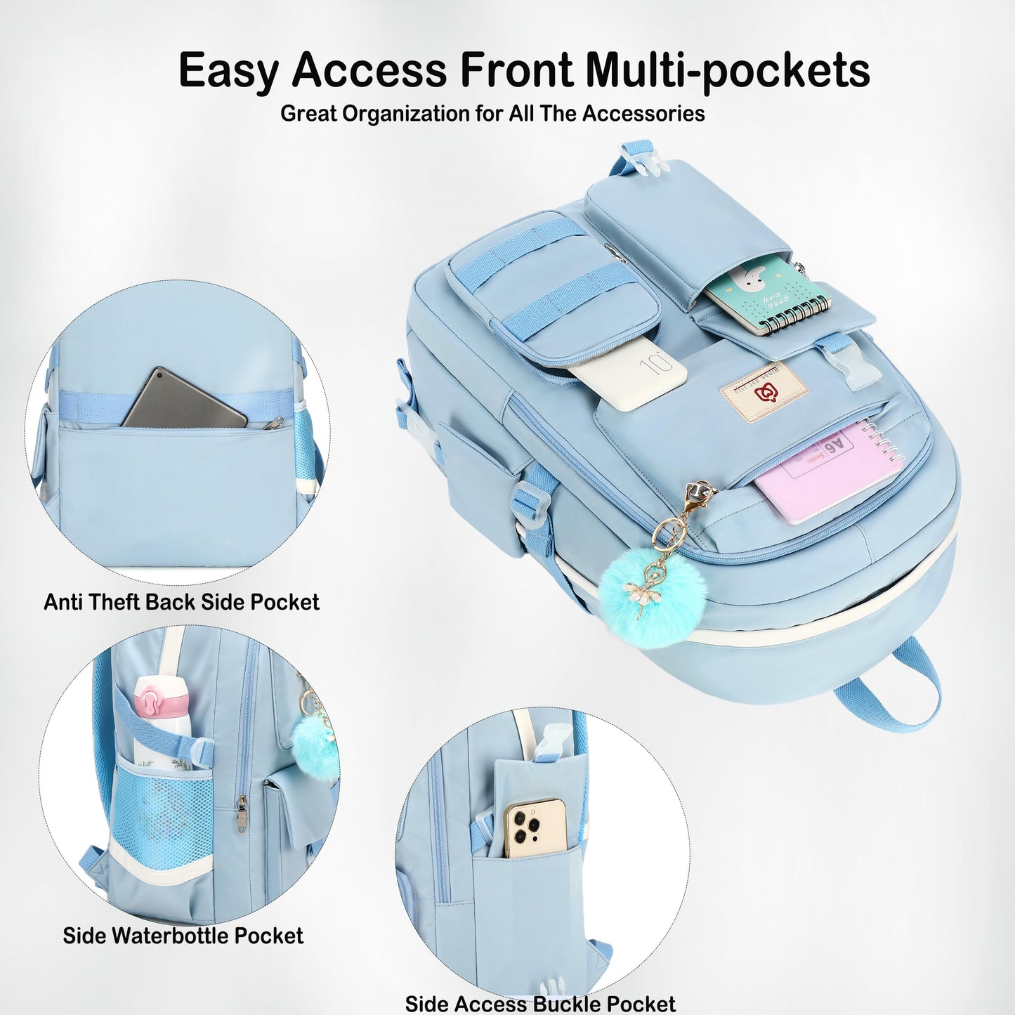 Laptop Backpacks 15.6 Inch School Bags College Backpack Anti Theft Travel Daypack Large Bookbags for Teens Girls Women (Blue)