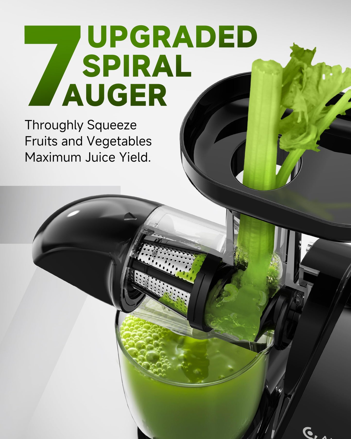 Juicer Machines - AMZCHEF Cold Press Masticating Juicer whole Fruit and Vegetable - Delicate Chew No Need to Filter - BPA Free Juice Extractor with 2 Cups and Brush- Ebony