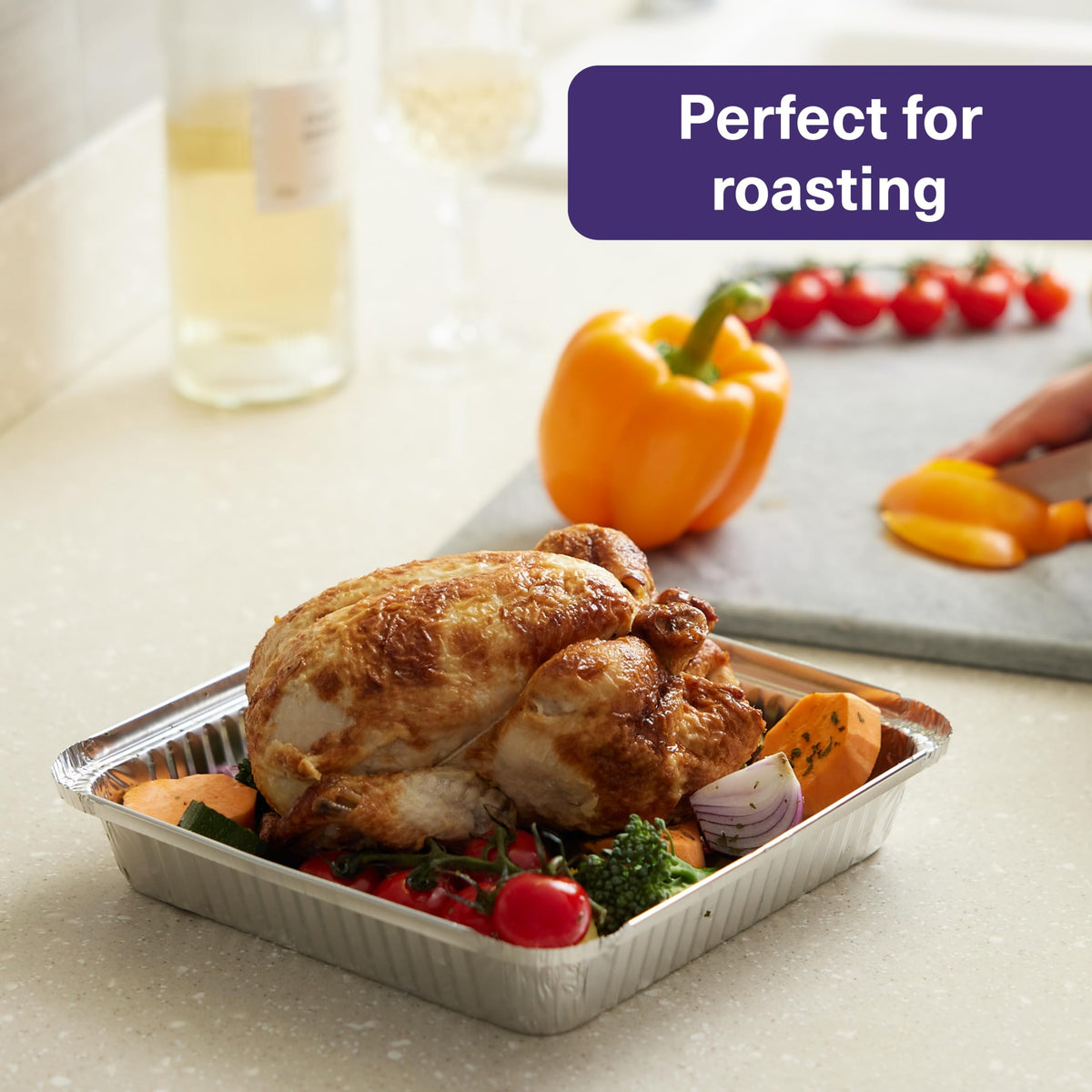 MATANA 25 Pack 9x9 Square Aluminium Foil Pans with Lids, Disposable Baking Pans, Aluminum Trays, Foil Containers for Baking, Roasting & Serving