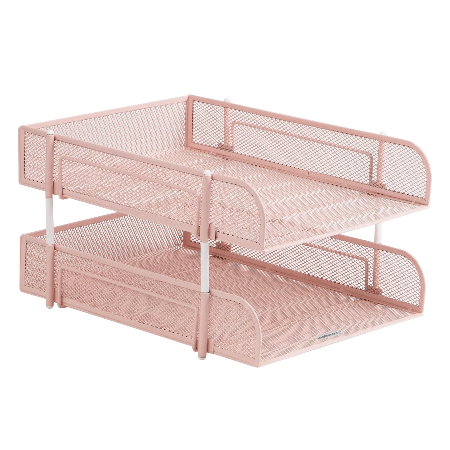 Mind Reader 2-Piece Stackable Metal Mesh Letter Tray, Desktop File Organizer, Document Holder, Magazine Storage, Pink
