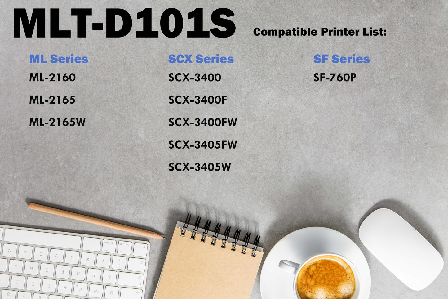 Ultra Toner® Compatible Replacement for Samsung MLT-D101S Black Toner Cartridge mlt-d101 MLTD101S D101S ML-2160 ML-2165 ML-2165W SCX-3400 SCX-3400F SCX-3400FW SCX-3405FW SCX-3405W SF-760P (2PK)