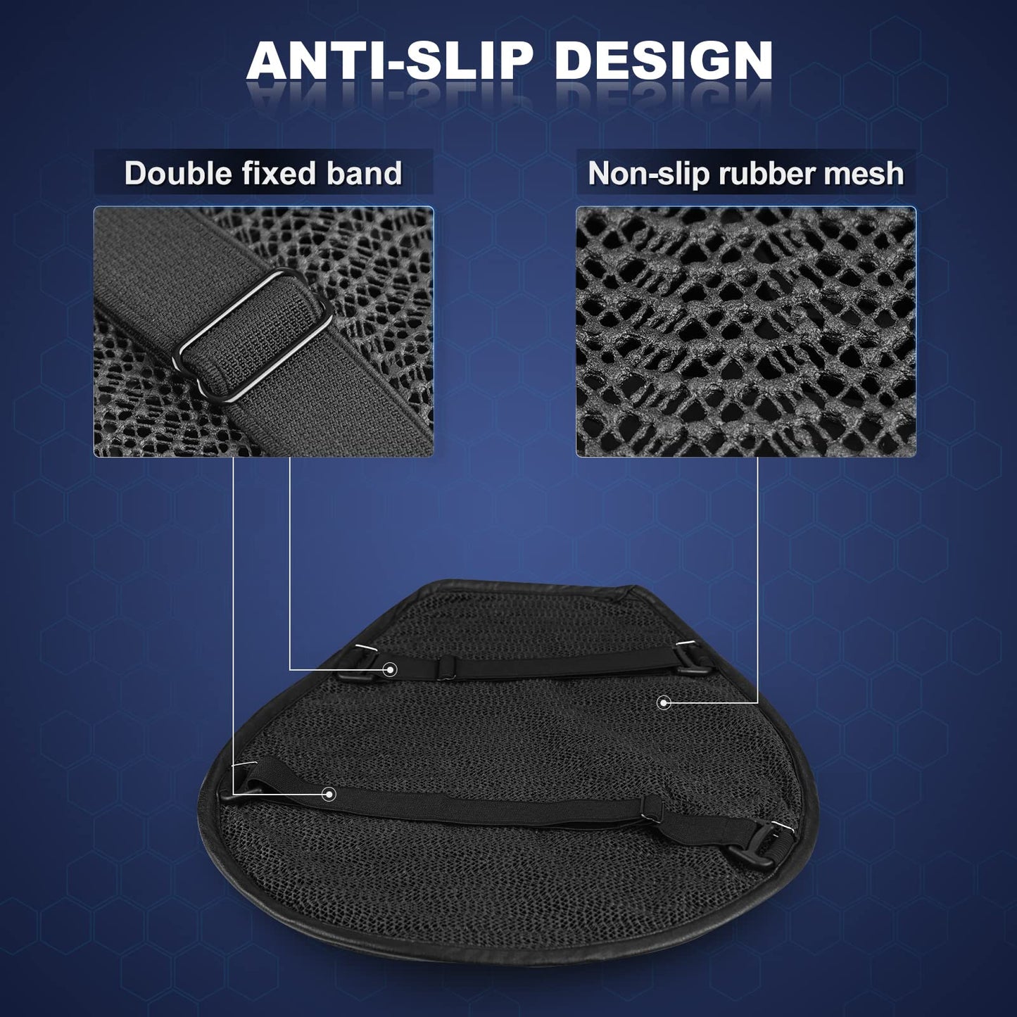 SKYJDM Foldable Motorcycle Gel Seat Cushion, Large 3D Honeycomb Structure Shock Absorption & Breathable Motorcycle Gel Seat Pad for Long Rides