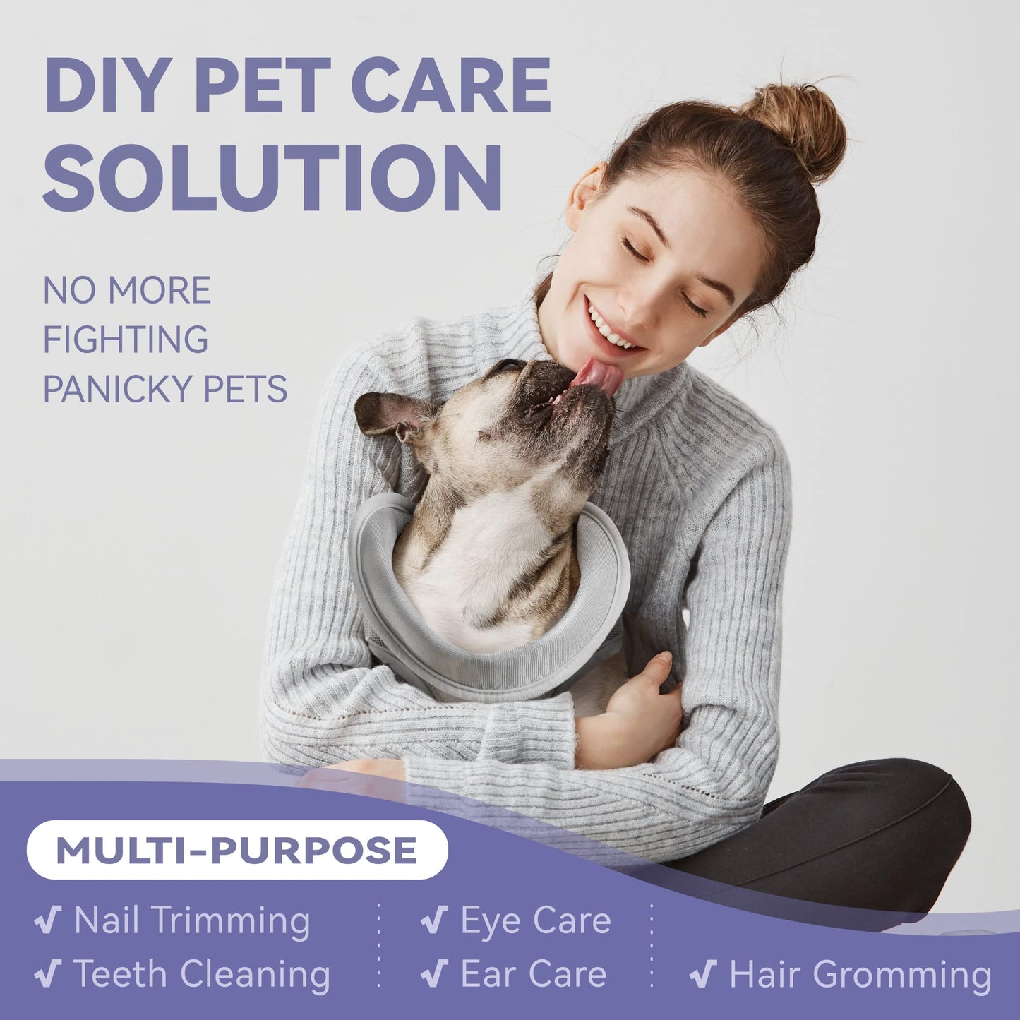Loflaze Dog Grooming Hammock Harness for Dogs & Cats with Pet Nail Clipper Trimmer - Cat Hanger Sling for Trimming Clipping Nails- Dog Hammock Restraint Bag for Small Medium Large Dog （ Grey M ）