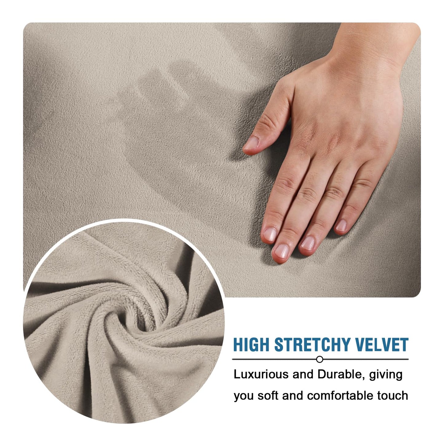H.VERSAILTEX 4 Pieces Thick Velvet Sofa Covers for 3 Cushion Couch High Stretch Sofa Slipcovers Furniture Protector Housse Divan Couch Cover for Pets Dogs Width Up to 90 Inch (Sofa, French Oak)