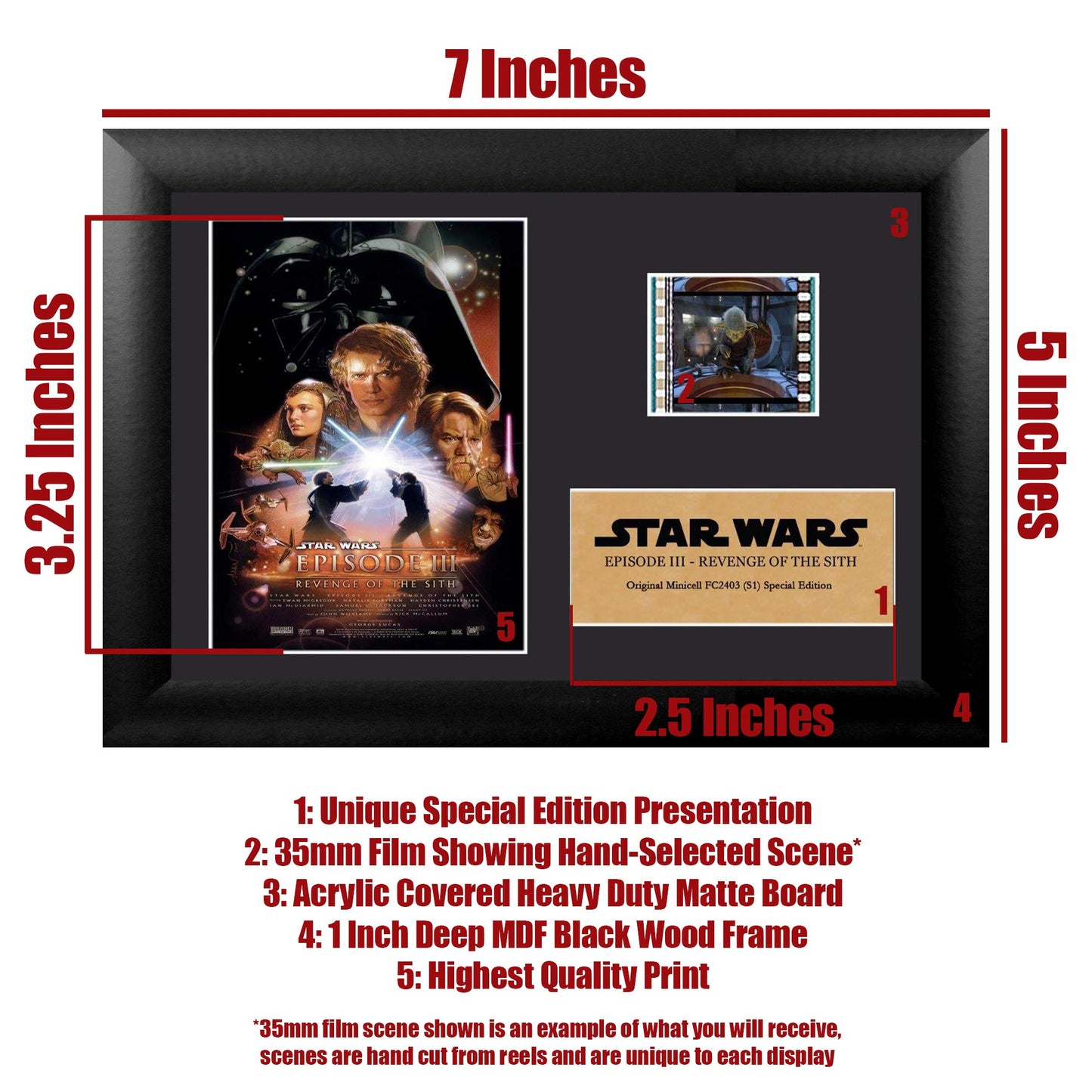 Trend Setters FilmCells 7x5 Star Wars Episode III Revenge of the Sith Framed FilmCells Special Edition Display, Black, Small