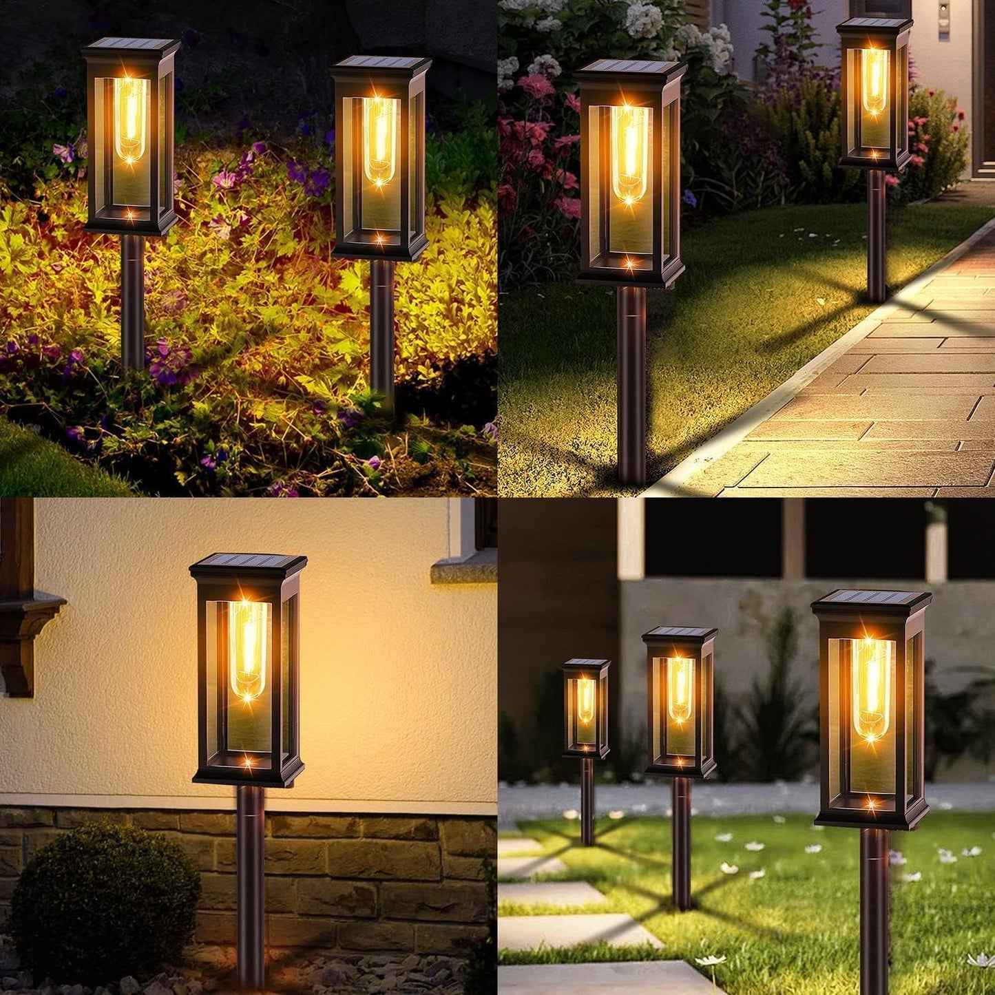 Amzxart 8 Pack Solar Lights Outdoor Garden, Brighter Waterproof Solar Pathway Lights Outdoor, Auto On/Off LED Solar Garden Lights Landscape Lighting for Yard Patio Lawn Driveway