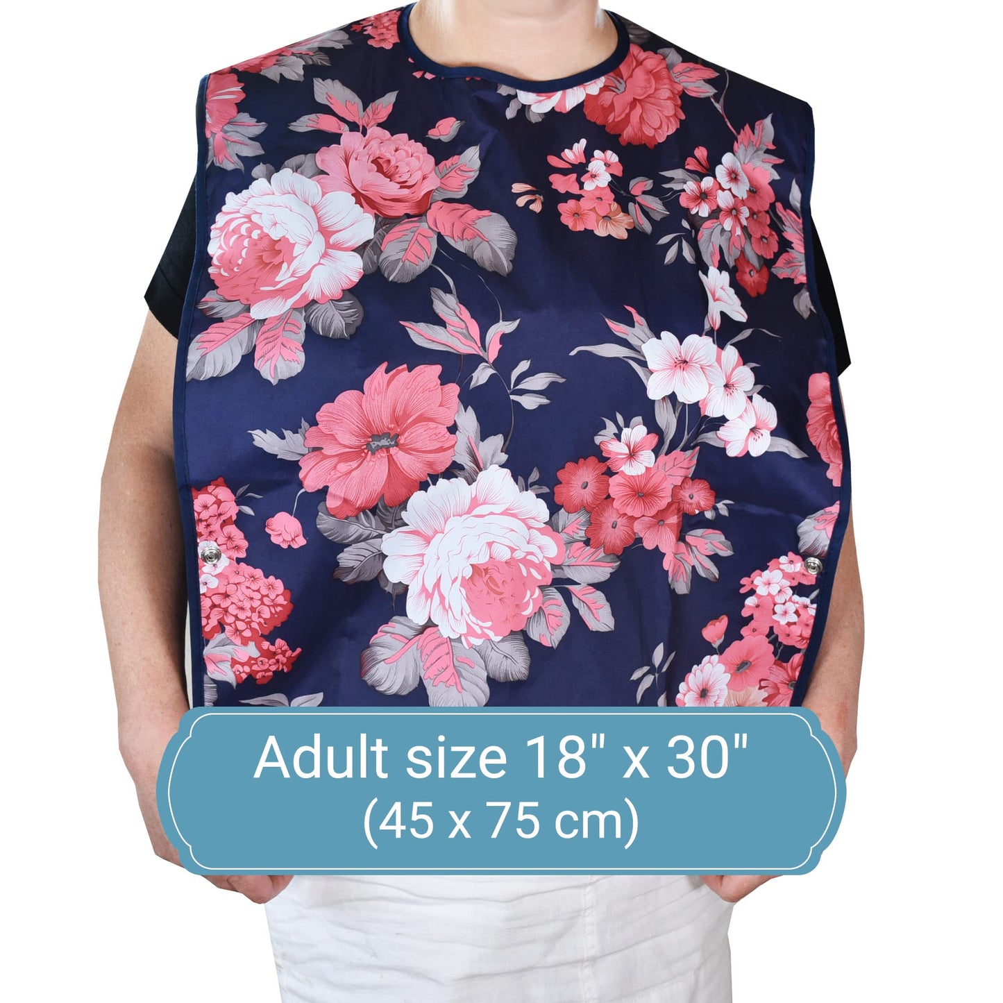 6 Pack Adult Bibs with Crumb Catcher - Waterproof and Reusable Clothing Protectors for Elderly Women