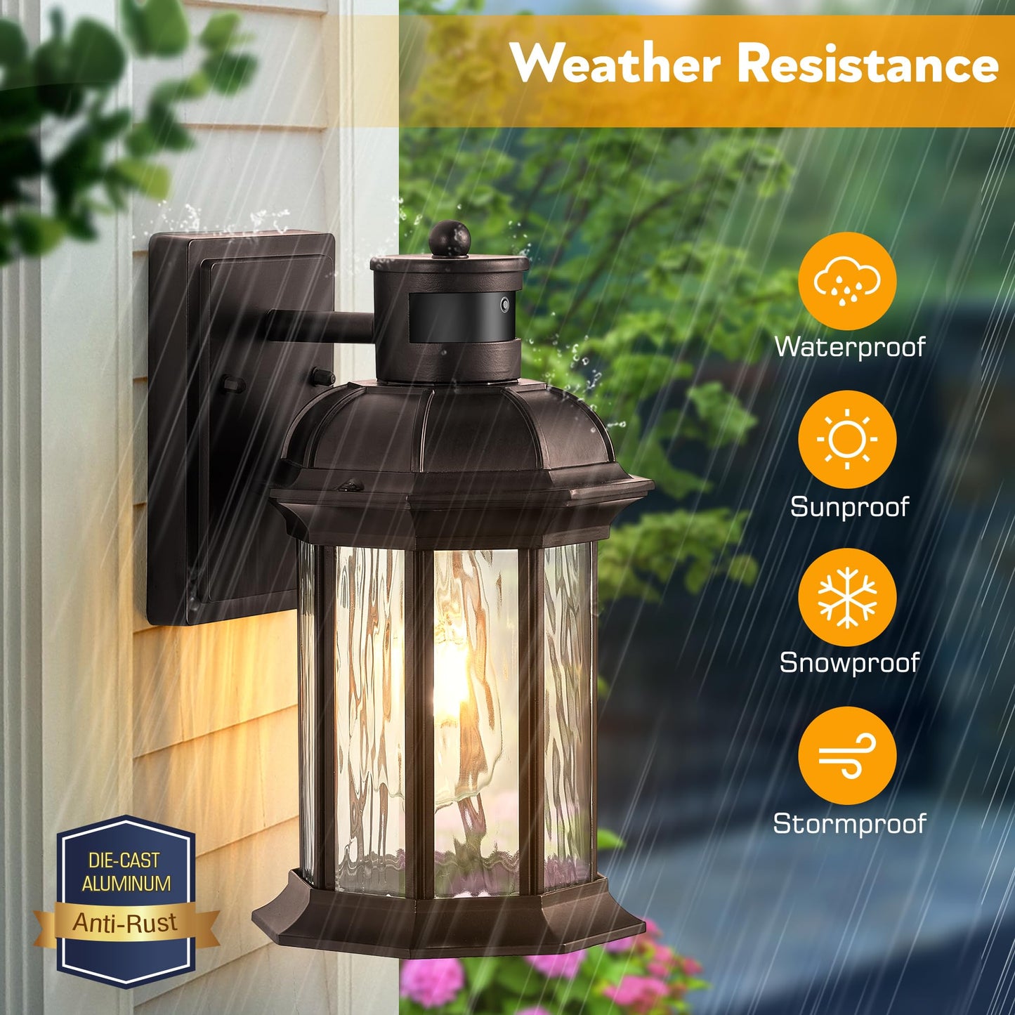 VIANIS Motion Sensor Outdoor Garage Lighting Fixtures, Farmhouse Oil Rubbed Bronze Exterior Wall Light Wall Mount for House, Anti-Rust Waterproof Outdoor Sconce Lights for Front Porch, Patio