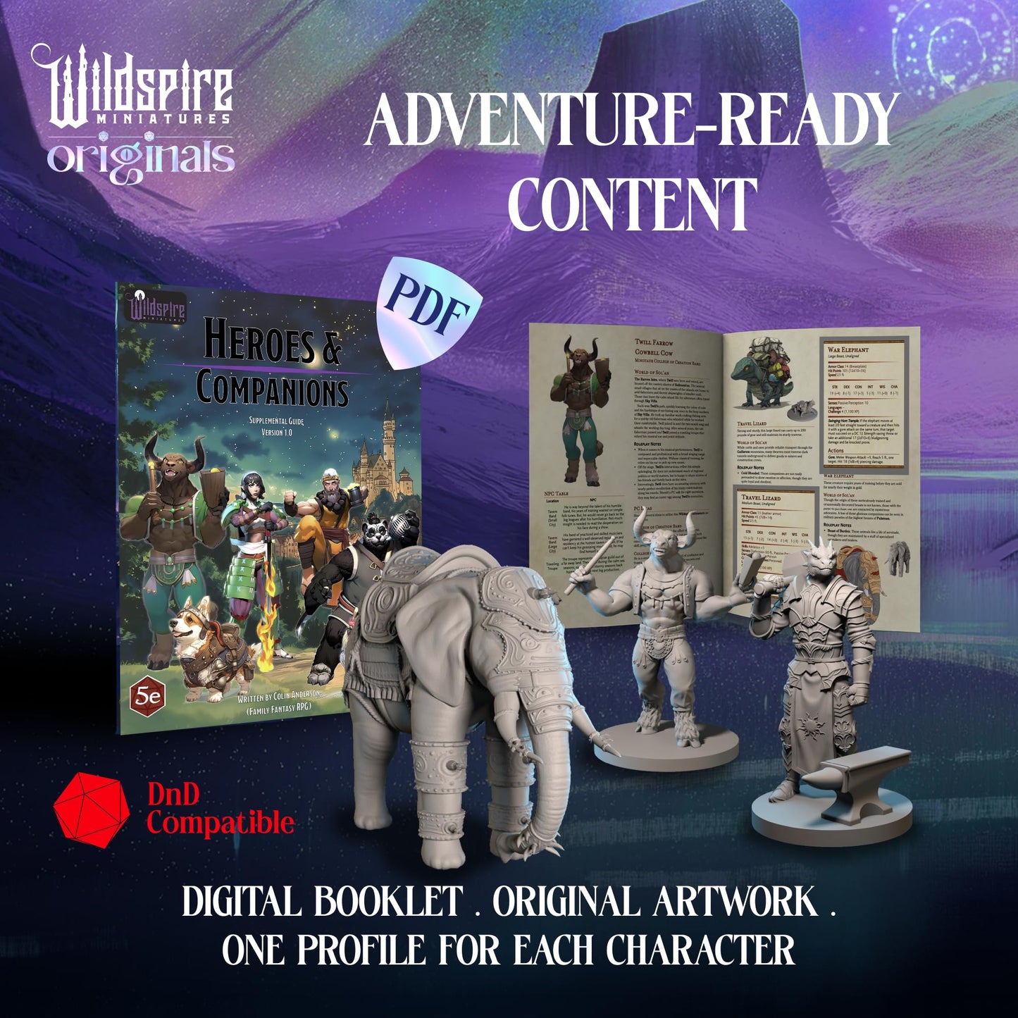 Wildspire Heroes, Animal Companions & Troll King for DND Miniatures Bulk 28mm DND Minis Dungeons and Dragons D&D Miniatures Dungeons and Dragons Unpainted Figures for Tabletop