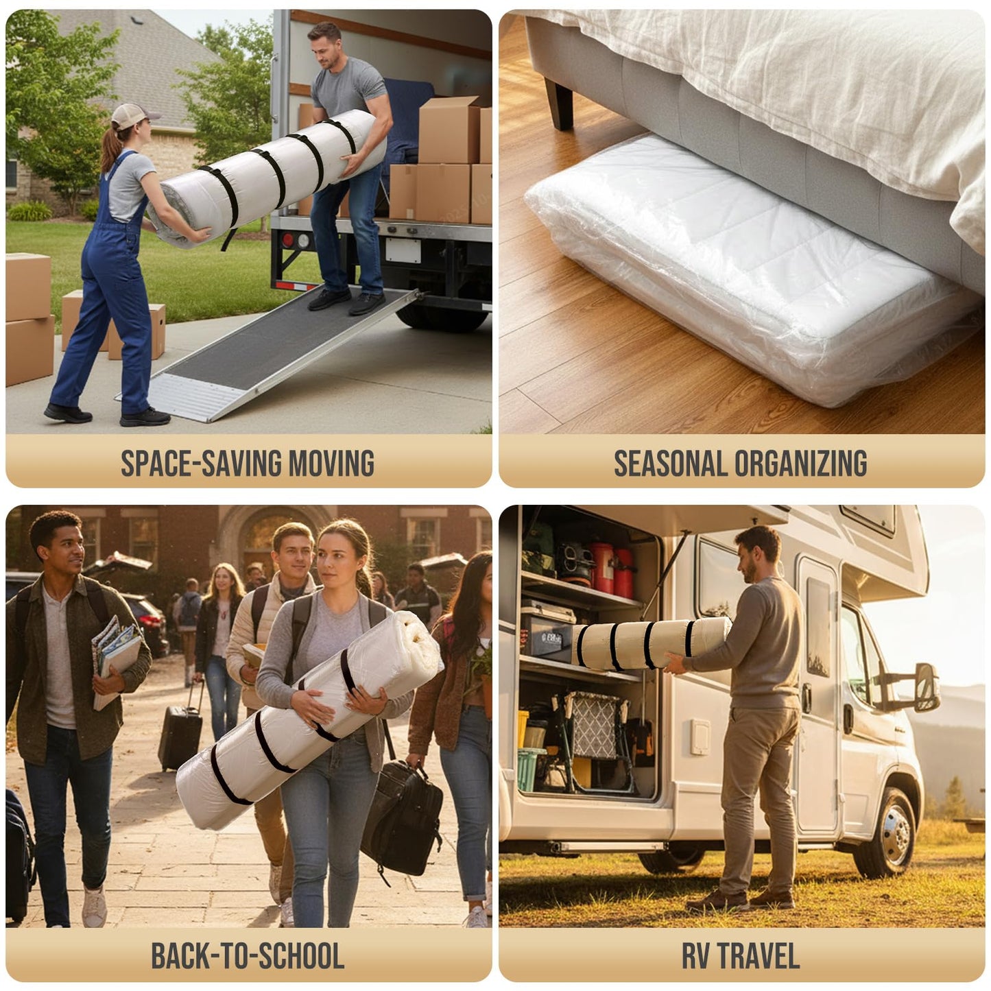 TAILI Mattress Vacuum Storage Bag, Full/Queen Mattress Vacuum Bag with 4 Straps, Sealable Bag for Memory Foam, Latex, Easy Moving, Transport and Storage
