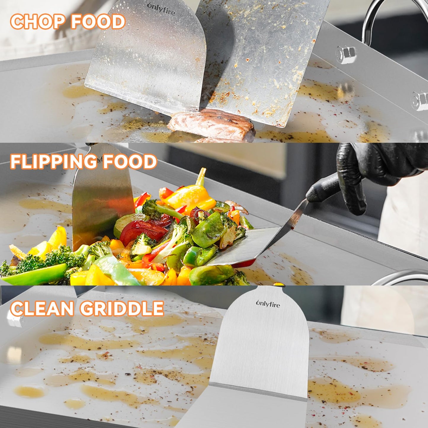 Onlyfire Griddle and Cooking Tool Kit, 18"×12.5" Outdoor Flat Top Griddle Plate with BBQ Scraper, Spatula and Scouring Pad for Gas and Charcoal Grills
