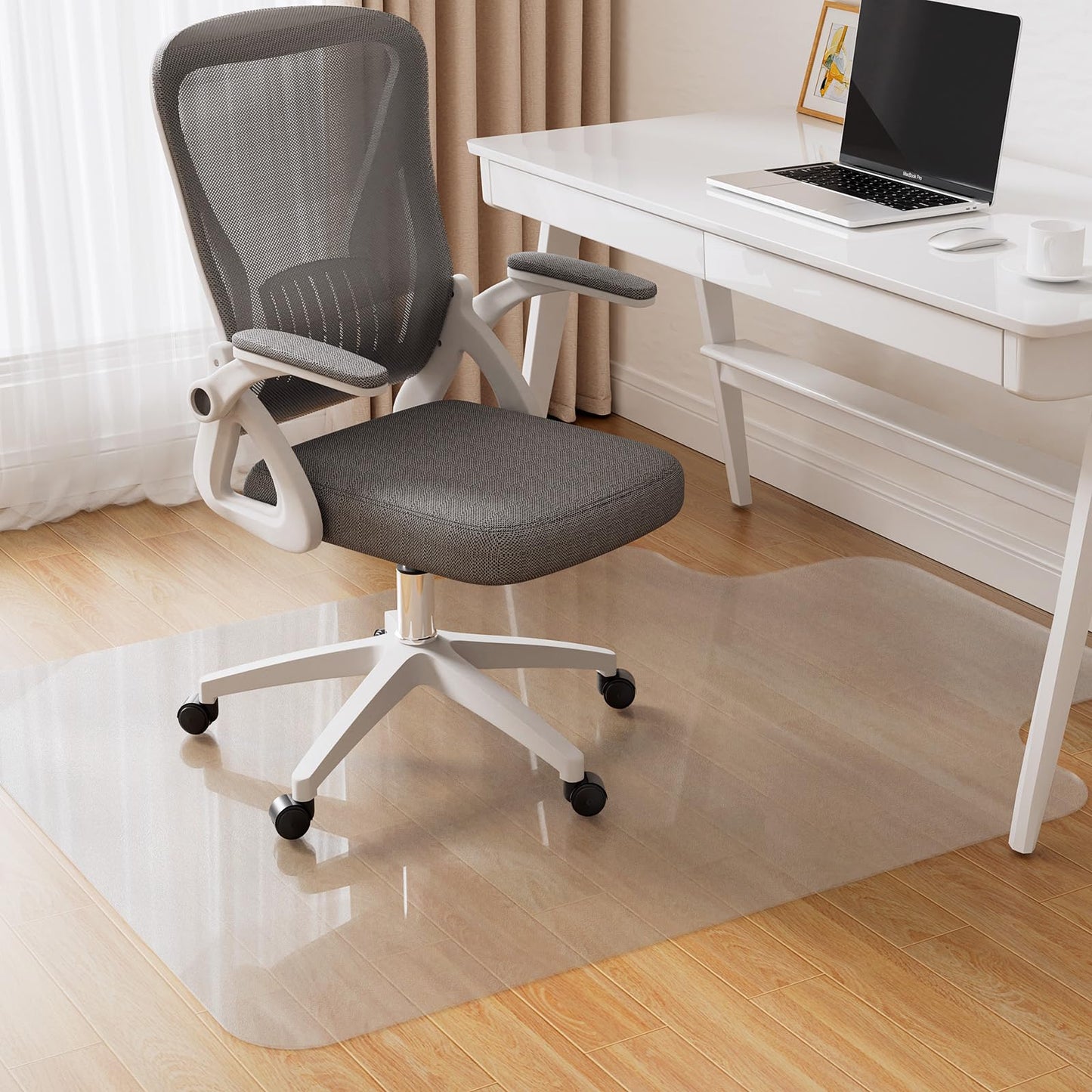 Delamu Office Chair Mat for Hardwood Floor, Clear Under Desk Chair Mats for Rolling Chairs, Plastic PVC Floor Protector for Office Home (Only for Hard Floor) (Clear, 48 * 60in)