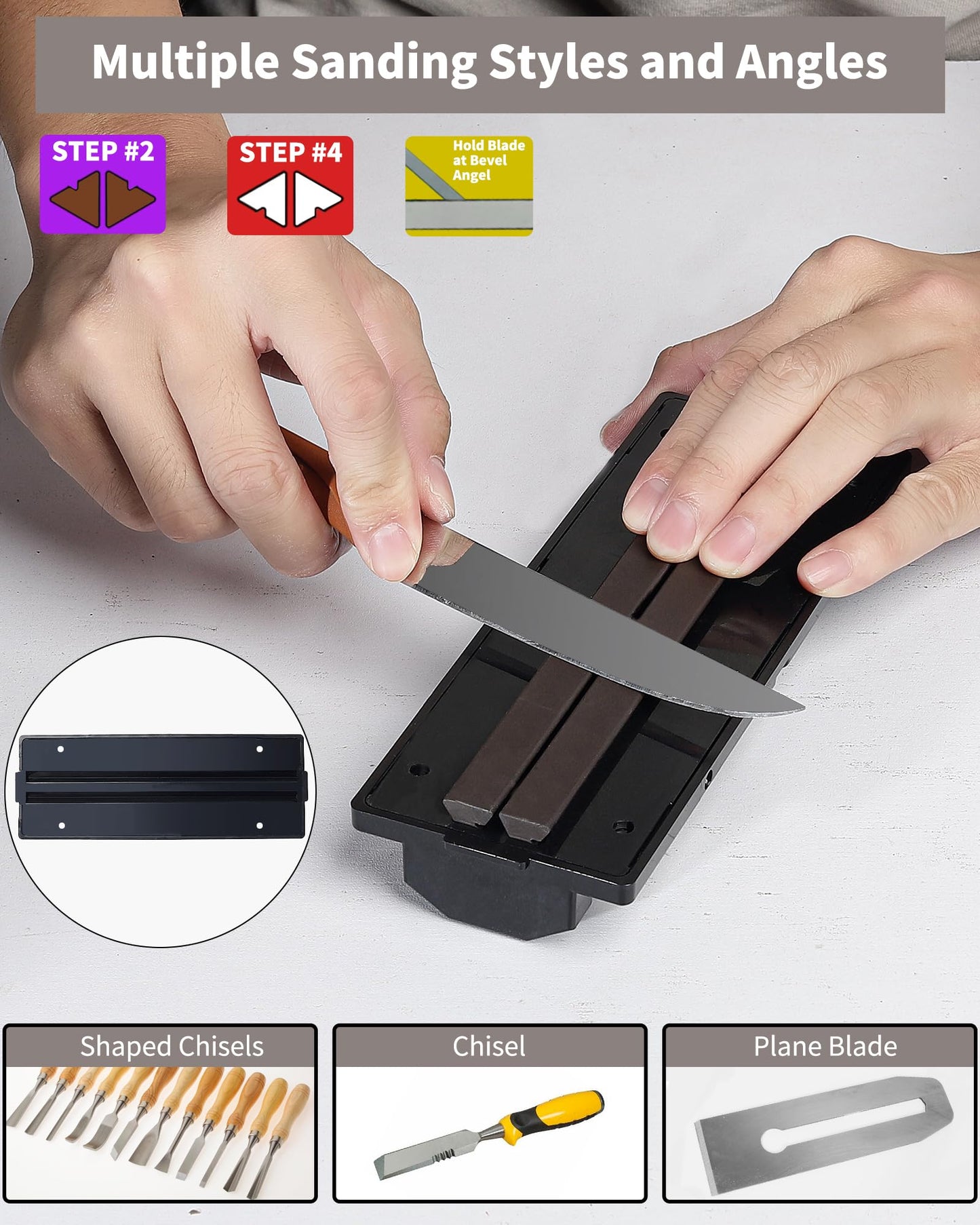 Tri-Angle Knife Sharpener with Safety Rods, Premium Alumina Ceramic Stones, Sharpener Rods for Quickly Repairing and Polishing Straight for Kitchen Knives, Scissors, and Razors