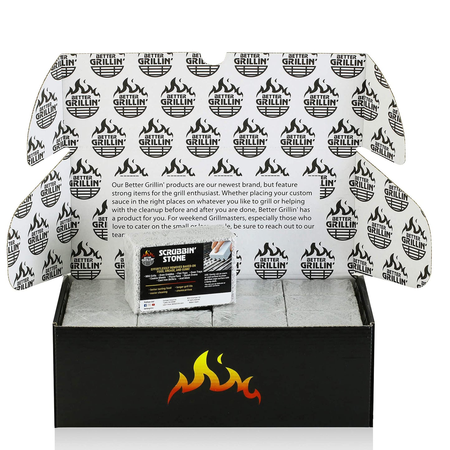 Better Grillin Scrubbin Stone Grill Cleaner-Scouring Brick/Barbecue Grill Brush/Barbecue Cleaner for BBQ, Griddle, 12pk