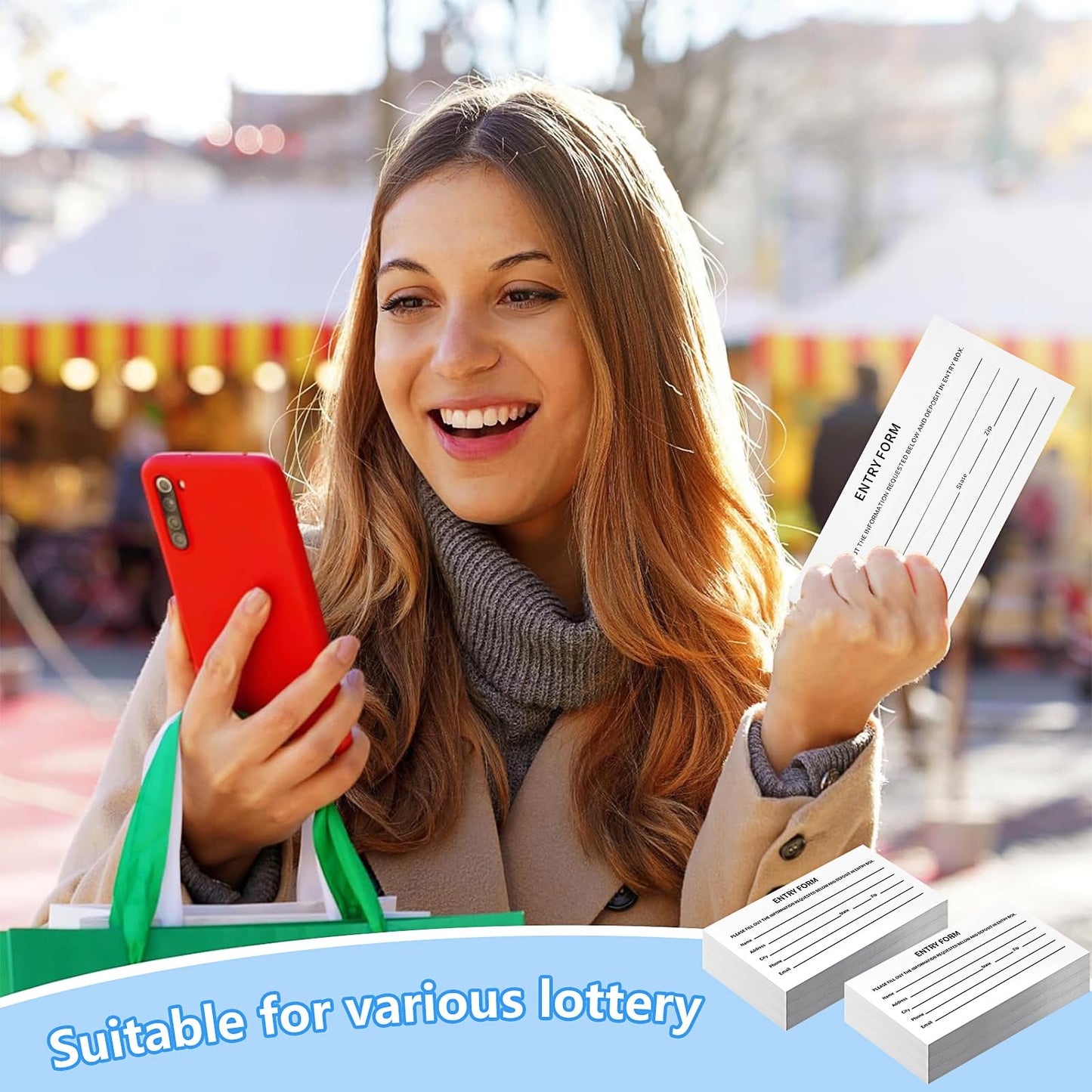 4000 Pcs Raffle Tickets Sheets, 5.12" x 2.95" Enter to Win Tickets Cards, Blank Entry Forms Enter Reward Tickets for Contests Auction School Events Network Marketing (White)