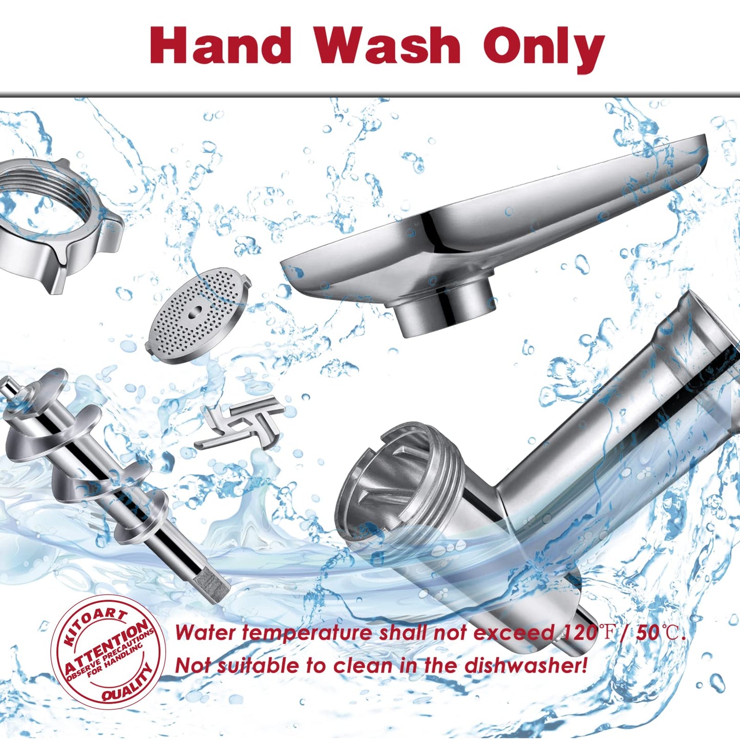 Metal Food Grinder Attachments for KitchenAid Stand Mixers, Meat Grinder, Sausage Stuffer, Durable Attachment for KitchenAid Mixers, Silver(Machine/Mixer Not Included)