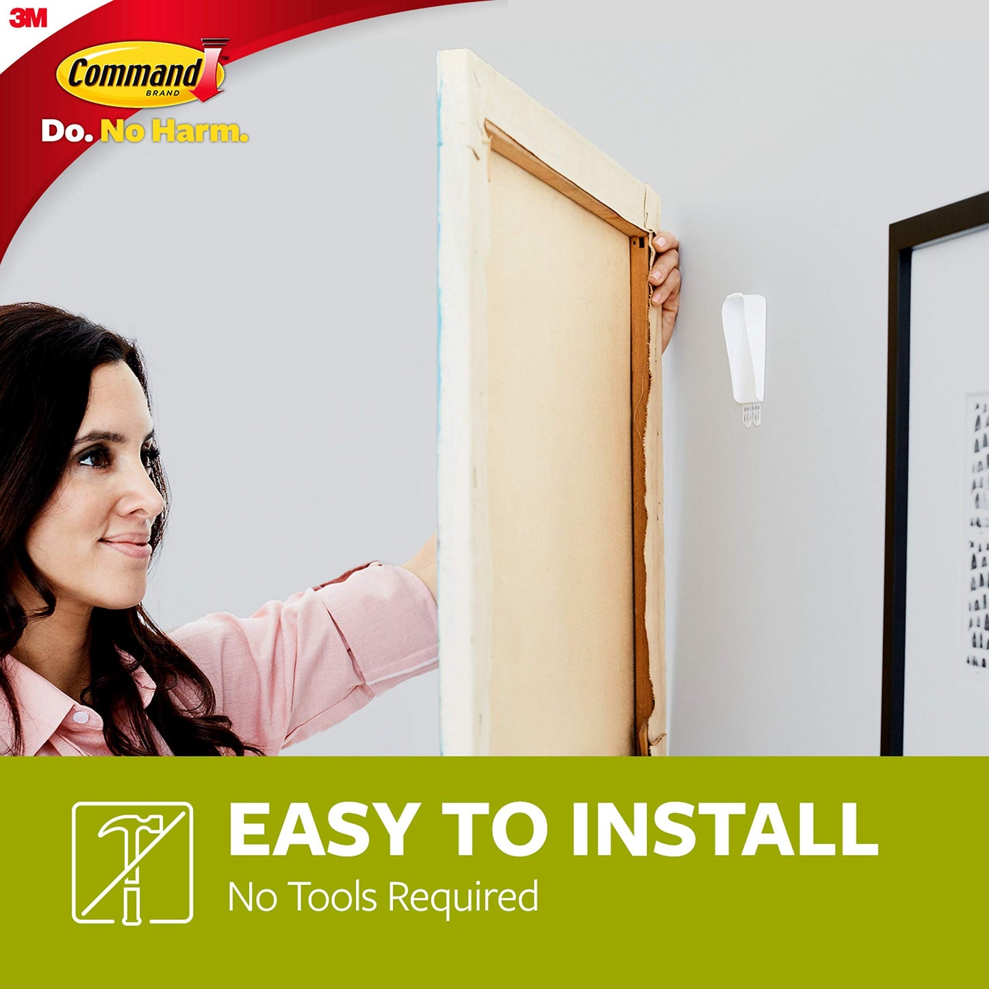 Command Large Canvas Hangers, 3 Canvas Hangers and 4 Command Strips, Damage-Free Hanging Sawtooth Frames, No Tools Wall Hook for Home Decor, Holds up to 3 lb 18"x24" Canvas