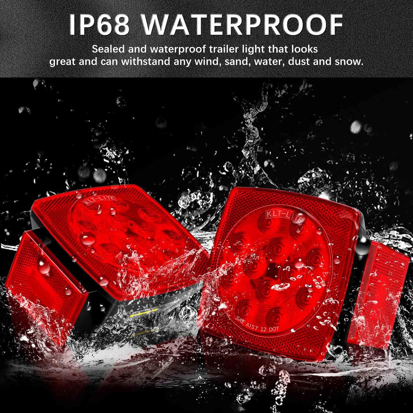 Cyfie LED Trailer Lights Kit, 12V Super Bright Trailer Lights with 25ft Wiring Harness, 6pcs Stop Brake Turn Marker Lights, Tail Light Bar, Fit Under 80" Truck Boat Submersible RV, IP68 Waterproof