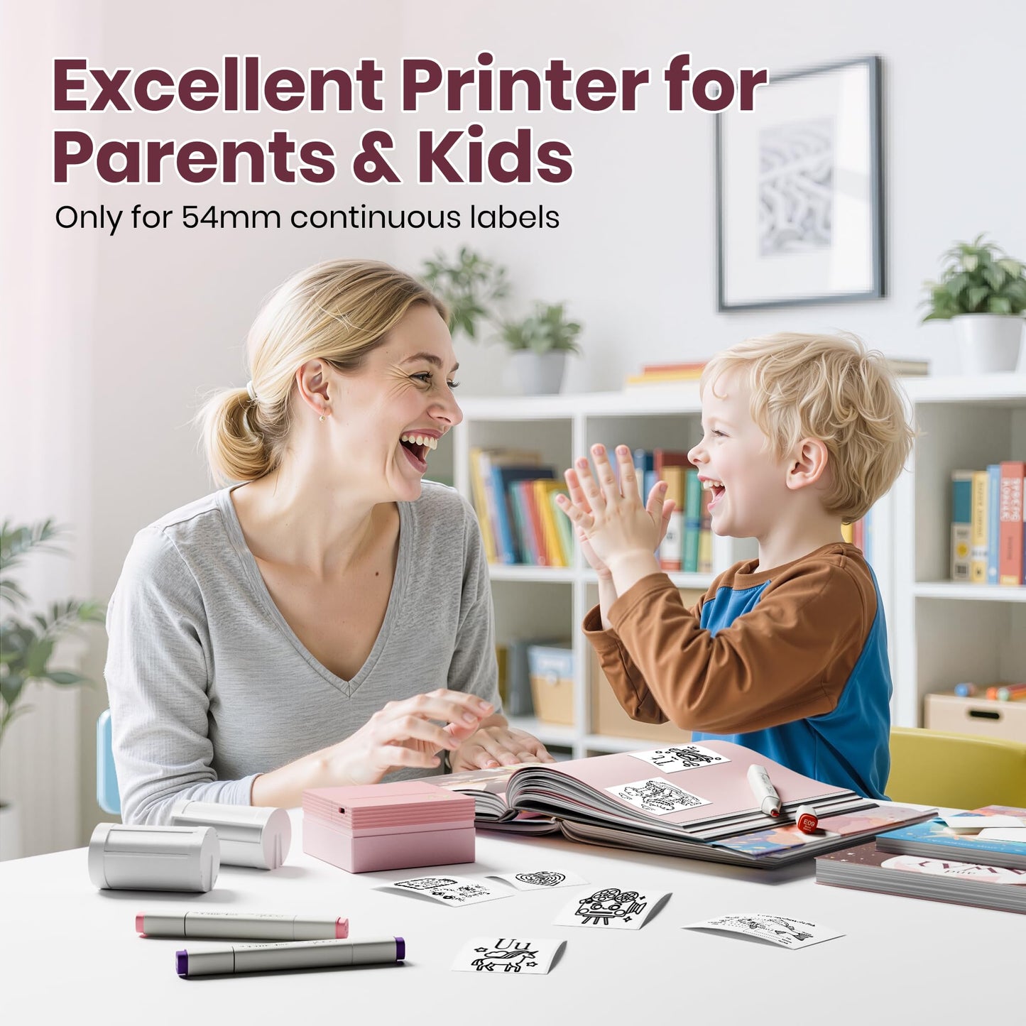 Sticker Printer PM290C Mini Printer Portable Print Pod, Wireless Bluetooth Sticker Maker with 3 Rolls Paper,Inkless Thermal Printer Photo Printer with Smart AI APP, Pictures, DIY, Journal, Pink